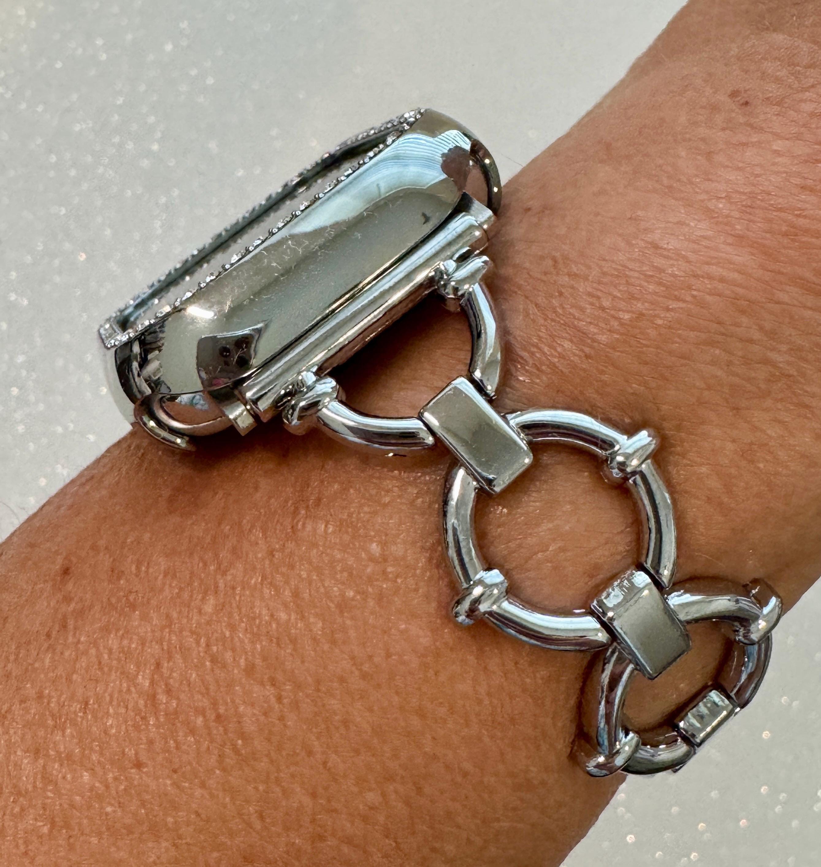 Series 10 Apple Watch Band 42mm 46mm 49mm White Gold & or Silver Swarovski Crystal Apple Watch Case for IWatch Protective Iwatch Cover Bling