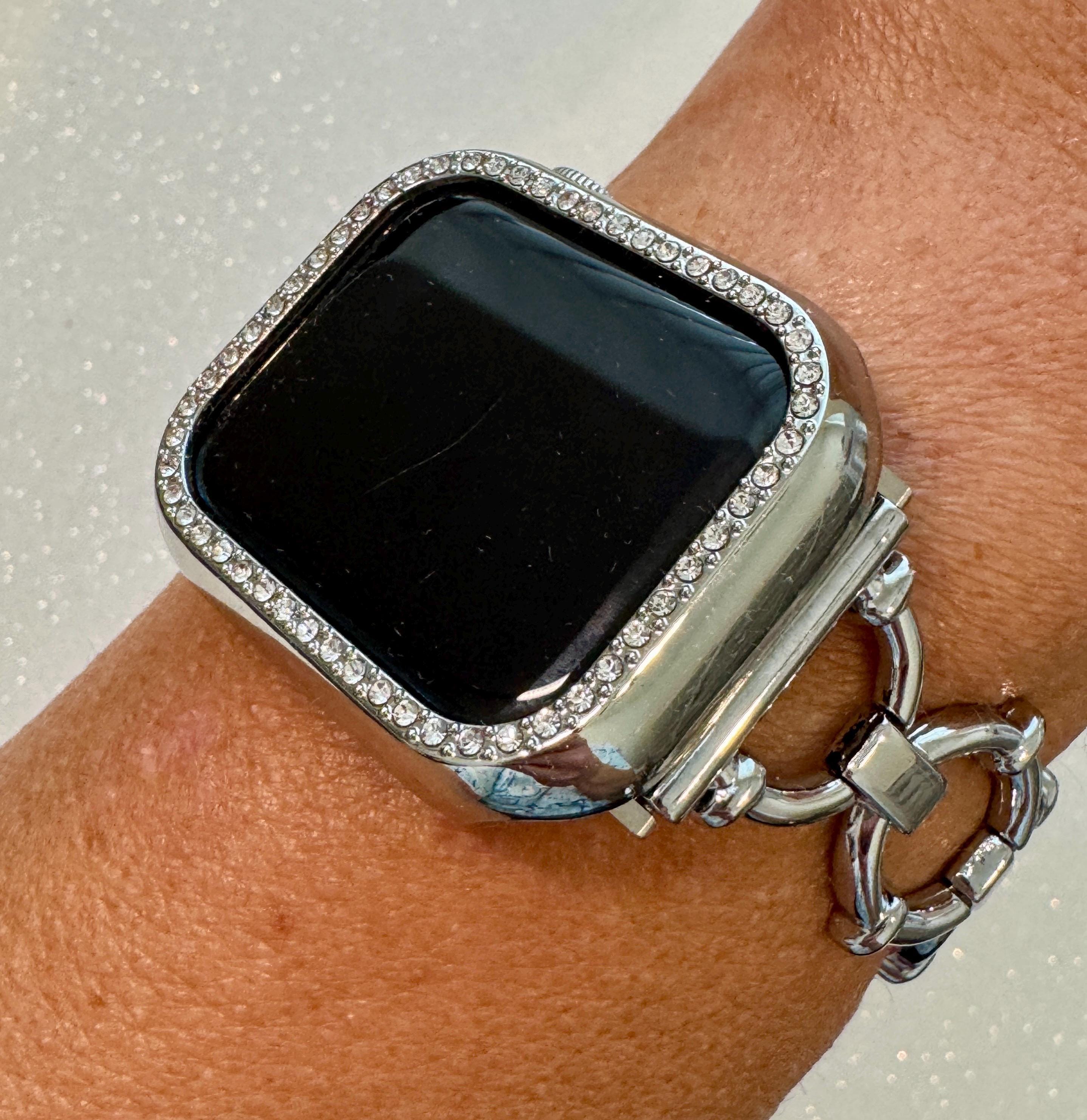 Series 10 Apple Watch Band 42mm 46mm 49mm White Gold & or Silver Swarovski Crystal Apple Watch Case for IWatch Protective Iwatch Cover Bling
