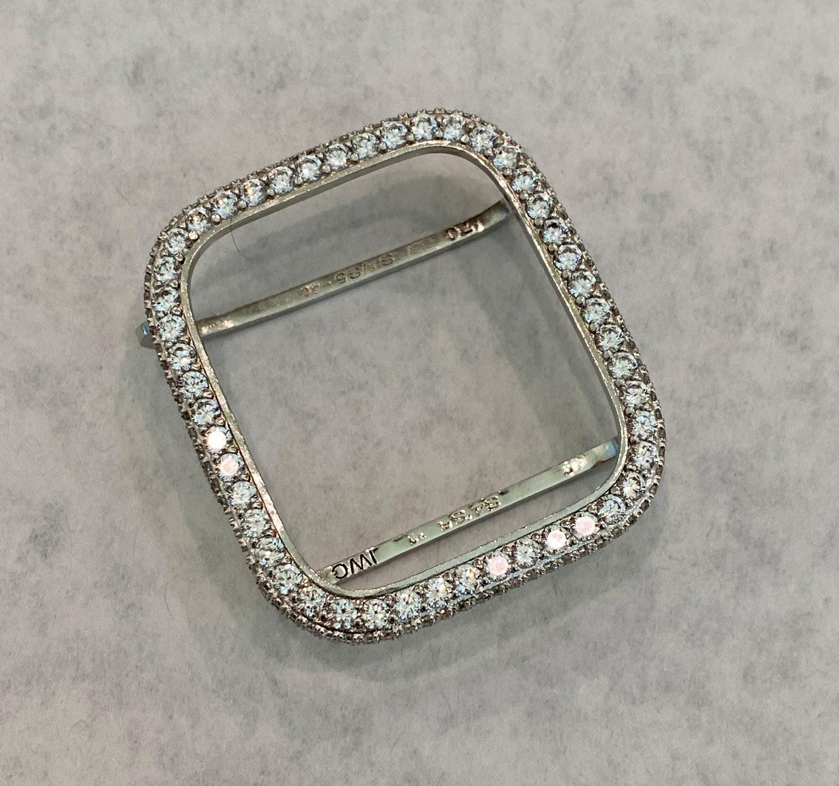 Silver Designer Apple Watch Band Link Bracelet Minimalist, Iphone Watch Band & or Apple Watch Case Lab Diamonds Bezel Iwatch Phone Cover
