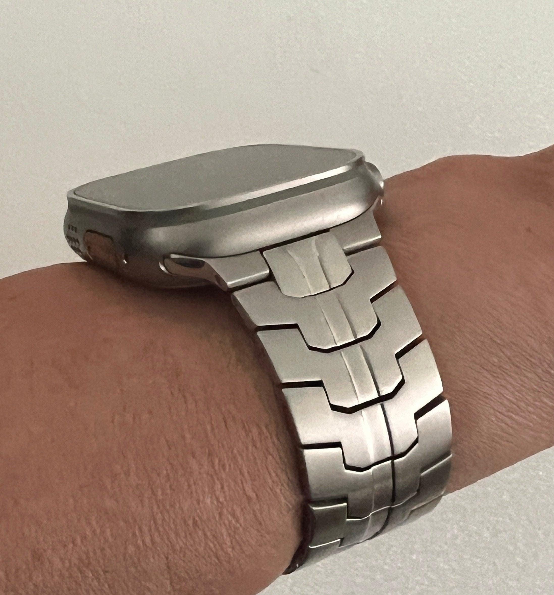 49mm Ultra Titanium Apple Watch Band Stainless Steel Buckle Ultra Apple Watch Band Men's Watch Band Silver