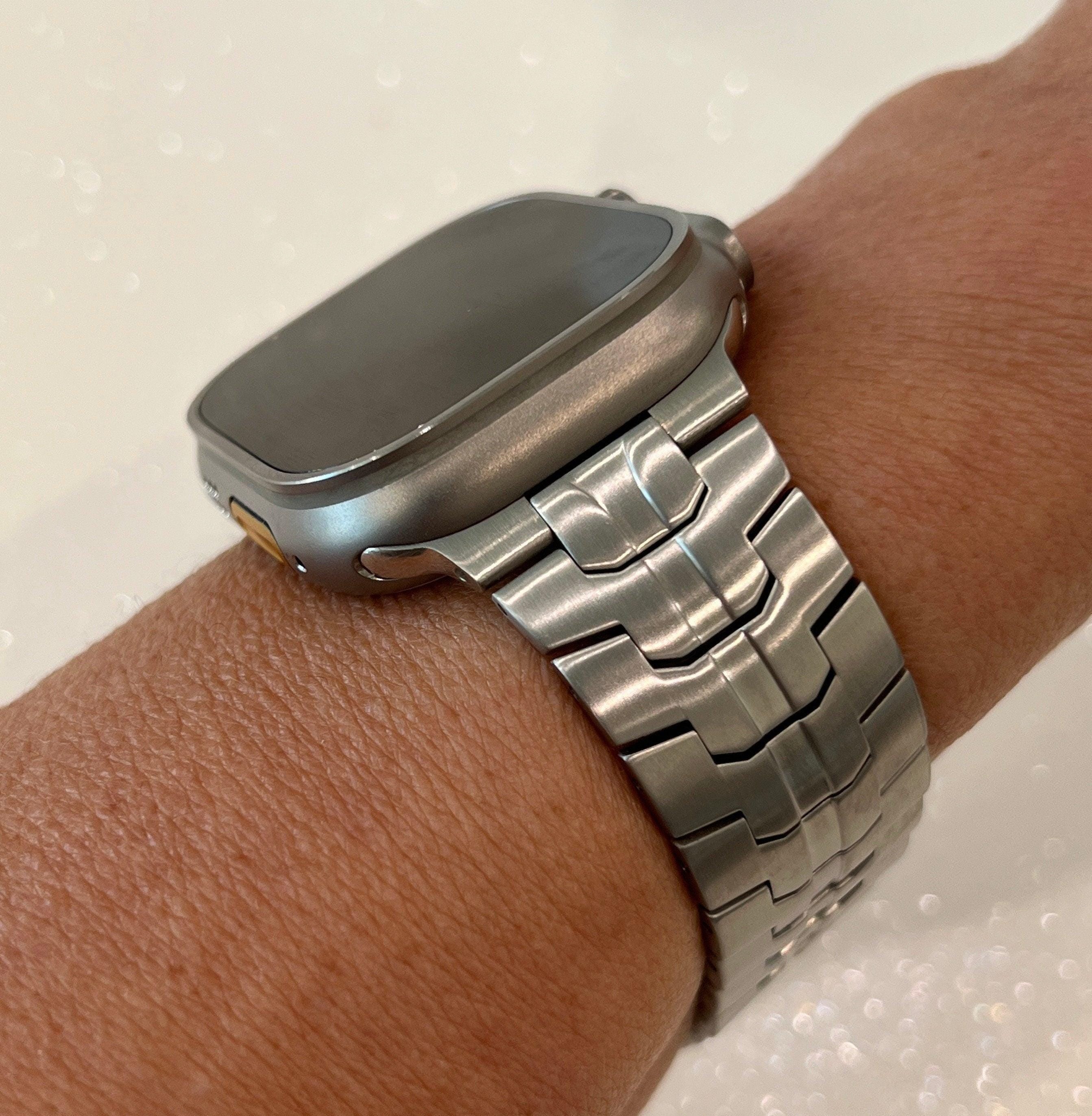 49mm Ultra Titanium Apple Watch Band Stainless Steel Buckle Ultra Apple Watch Band Men's Watch Band Silver