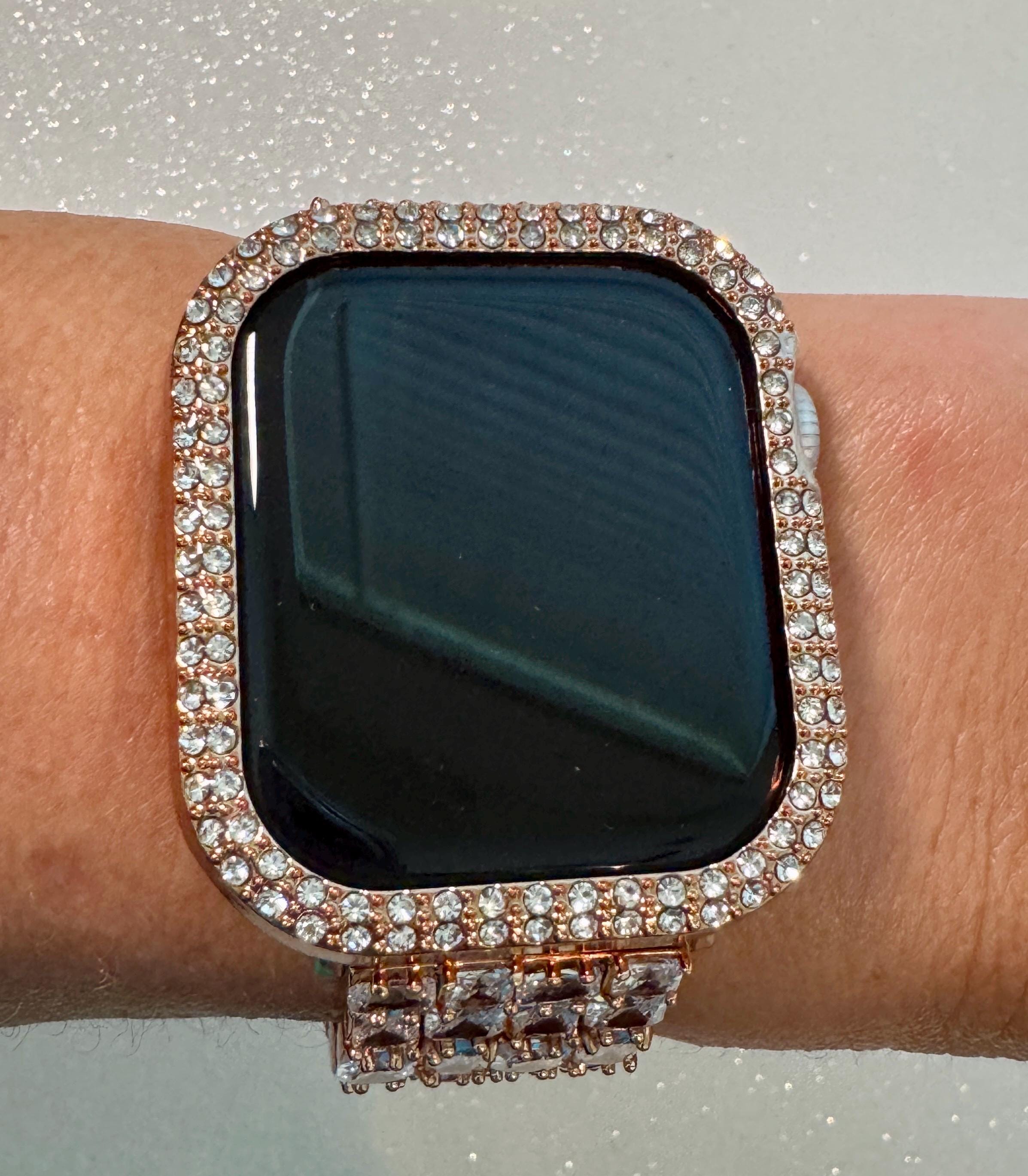 Apple Watch Band 42mm 46mm Series 10 Women Rose Gold Swarovski Crystals & or Apple Watch Case Iphone Watch Protective Iwatch Cover 38mm-49mm