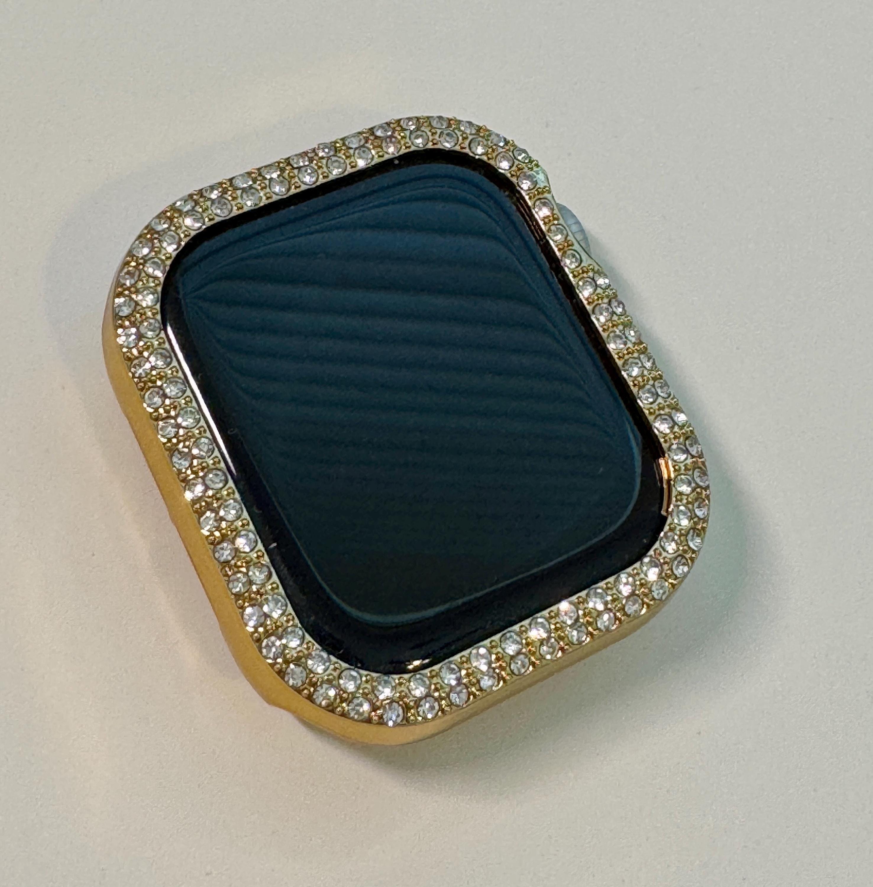 42mm 46mm Apple Watch Band Series 10 Womens Swarovski Crystals & Gold Apple Watch Case 38mm-49mm 38mm-49mm Protective Iwatch Cover Bling