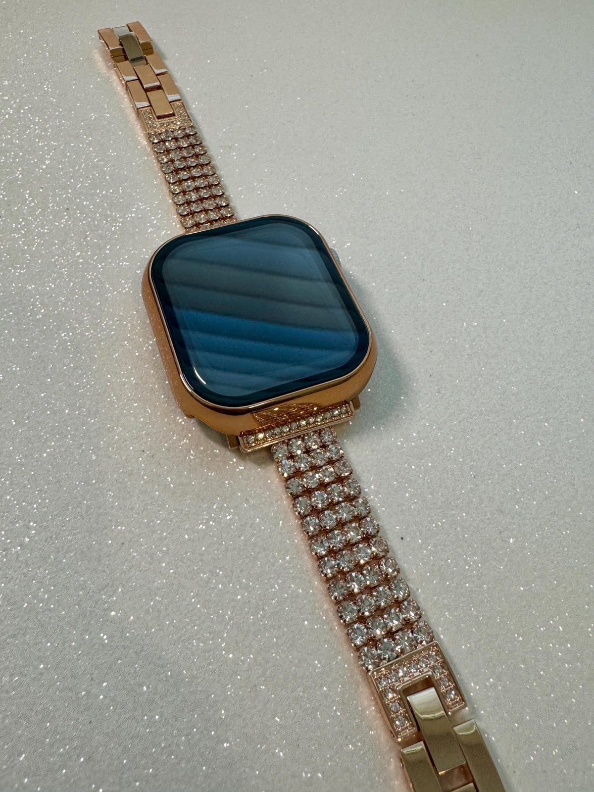 Series 10 Apple Watch Band Women Rose Gold Swarovski Crystals & or Apple Watch Cover 42mm 46mm Protective Screen Tempered Glass Iphone Watch