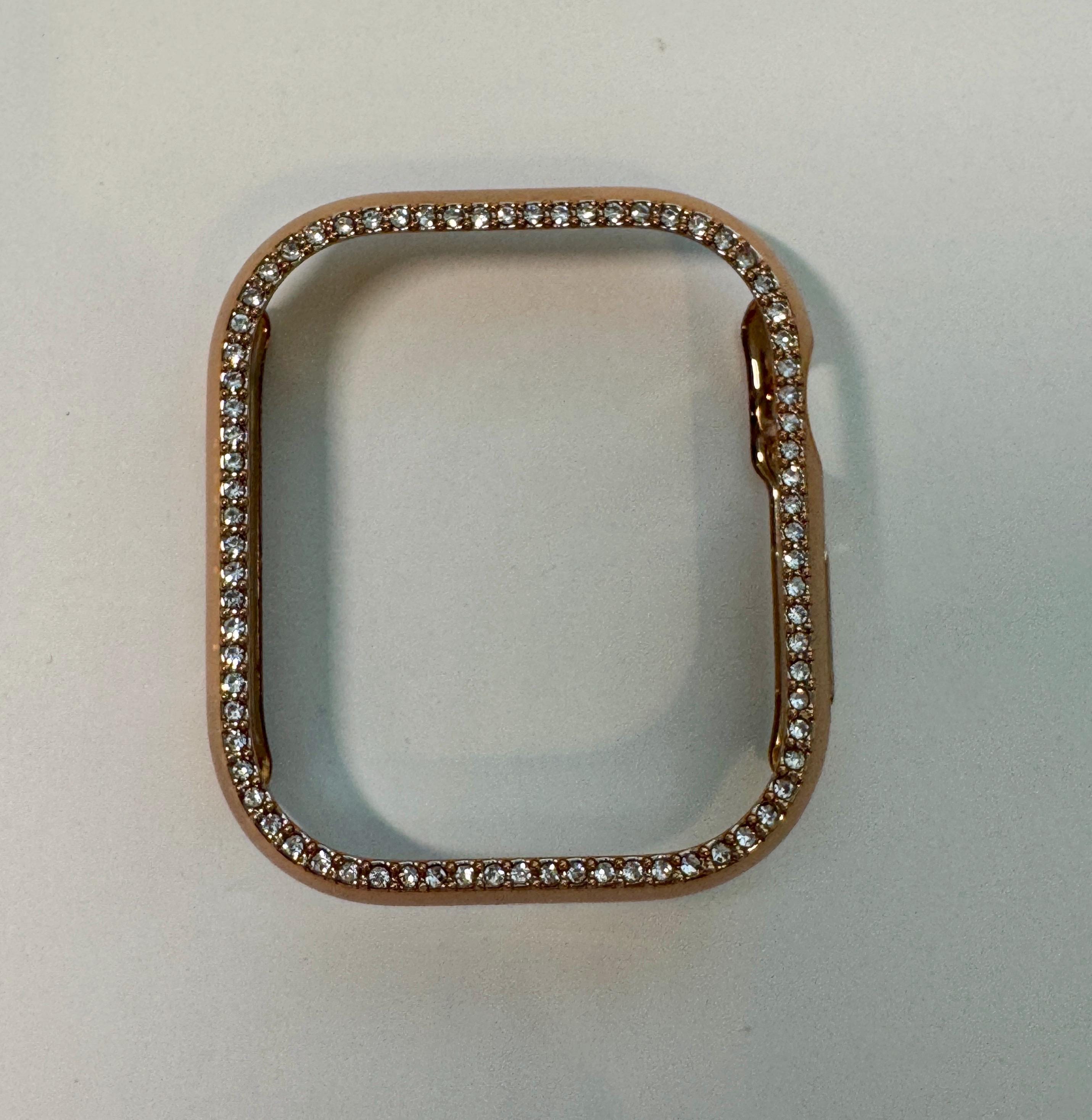 Series 10 Apple Watch Band Women Rose Gold Swarovski Crystals & or Apple Watch Case for Iphone Watch Protective Iwatch Cover Bling 38-49mm