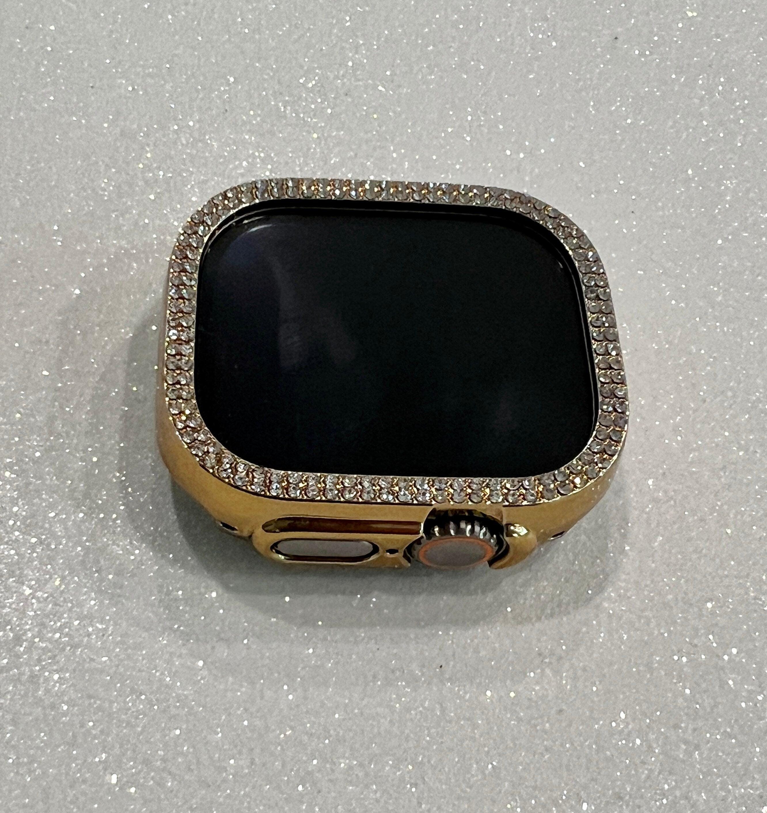 Series 10 Apple Watch Band Gold Swarovski Crystal Bracelet 38mm-49mm & or Apple Watch Cover Iphone Watch Case Protective Bumper