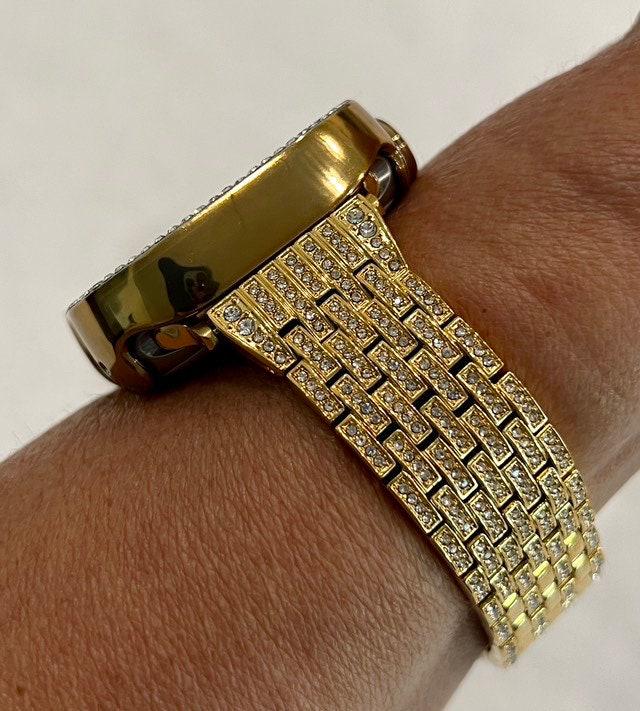 Apple Watch Band Series 10 42mm 46mm Gold Swarovski Crystal & or Apple Watch Case Iphone Watch Cover Apple Watch 38mm-49mm Iwatch Case