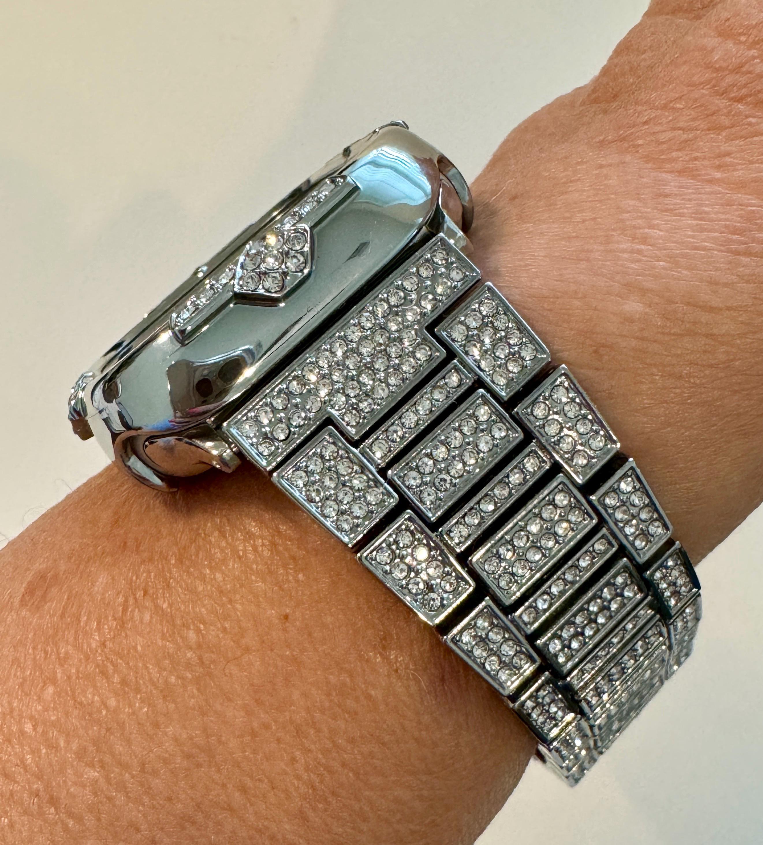 Silver Apple Watch Band 41mm Women Bracelet Swarovski Crystal & or Apple Watch Case Swarovski Crystals for Iphone Watch Cover Tempered Glass