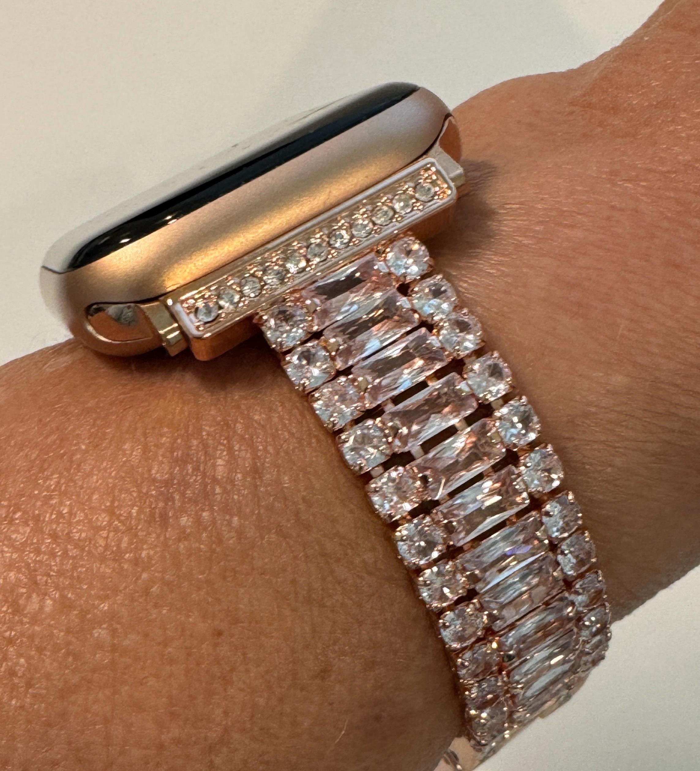 Apple Watch Band Series 10 42mm 46mm Rose Gold Swarovski Crystals - Iwatch Band Straps 44mm 45mm 49mm Ultra - Apple Watch Bracelet Bling