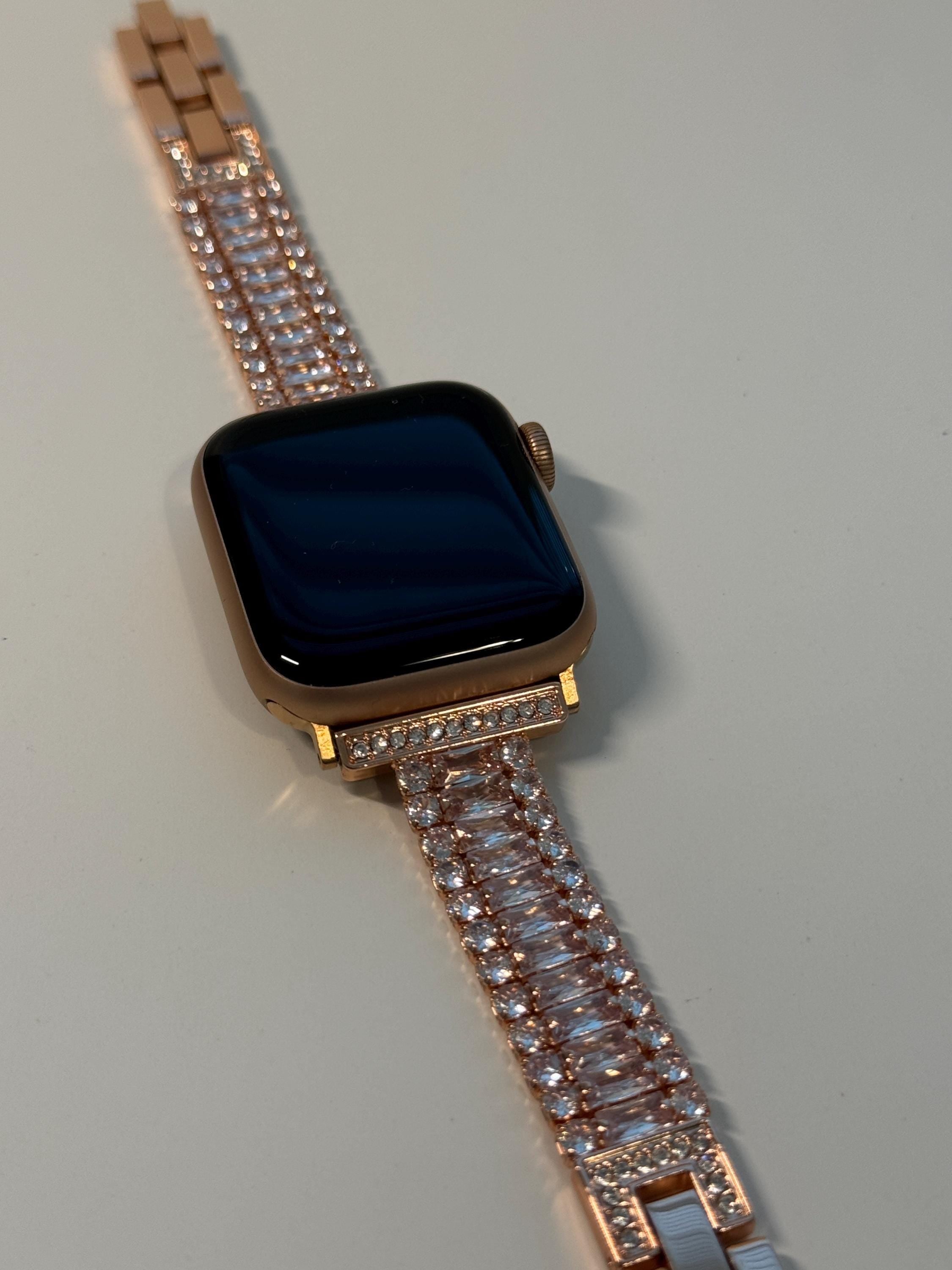 Apple Watch Band Series 10 42mm 46mm Rose Gold Swarovski Crystals - Iwatch Band Straps 44mm 45mm 49mm Ultra - Apple Watch Bracelet Bling