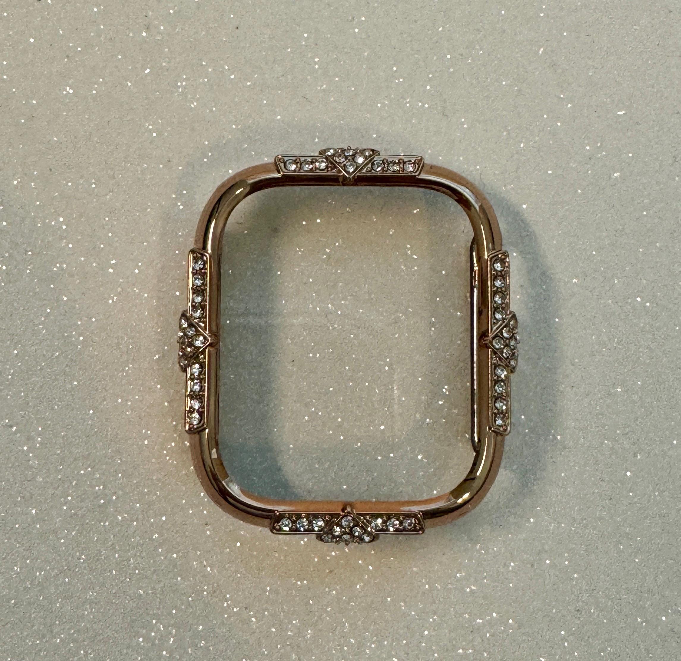 Rose Gold Apple Watch Band Womens Swarovski Crystal Bracelet 41mm 45mm Minimalist & or Apple Watch Case 14kgp Iphone Watch Cover 40mm 44mm