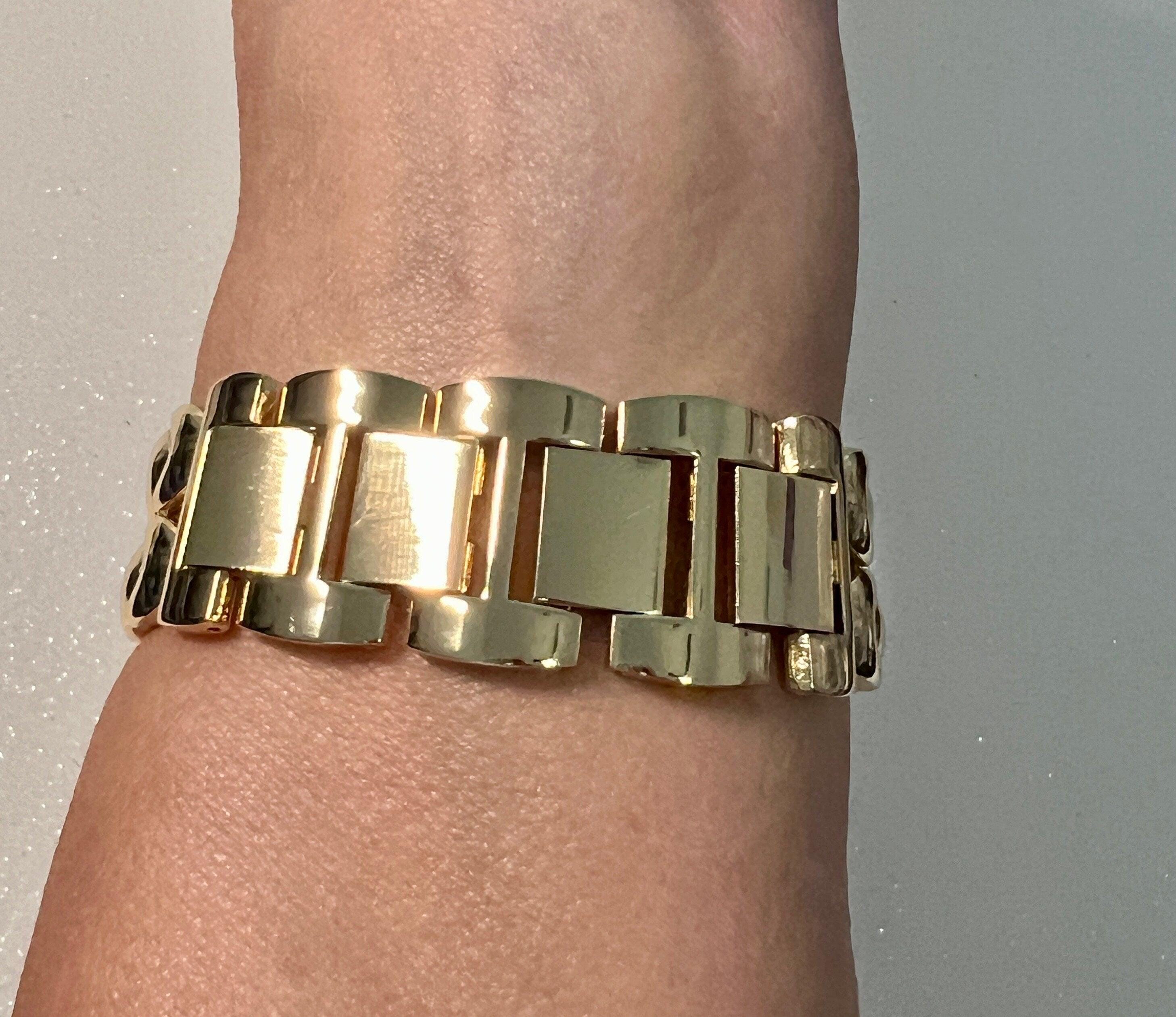 Gold Apple Watch Band Double Row Hearts Bracelet, Iphone Watch Band, Iwatch band & or Apple Watch Case 3.5mm Lab Diamond Bezel Cover Gift