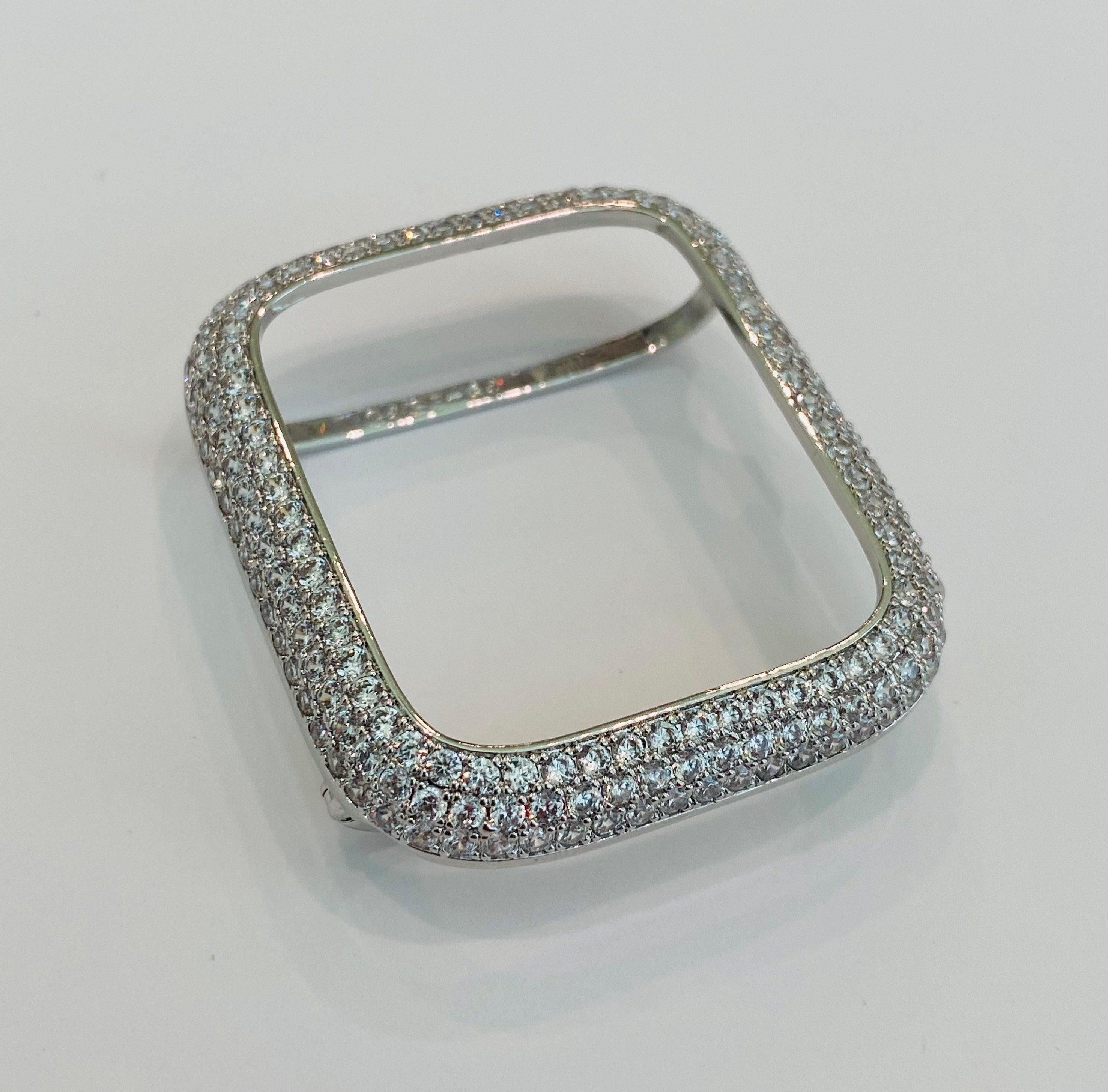 Designer Apple Watch Band Women 38 40 41 42 44 45 49mm Silver Swarovski Crystal & or Apple Watch Case Lab Diamond Bezel Apple Watch Cover