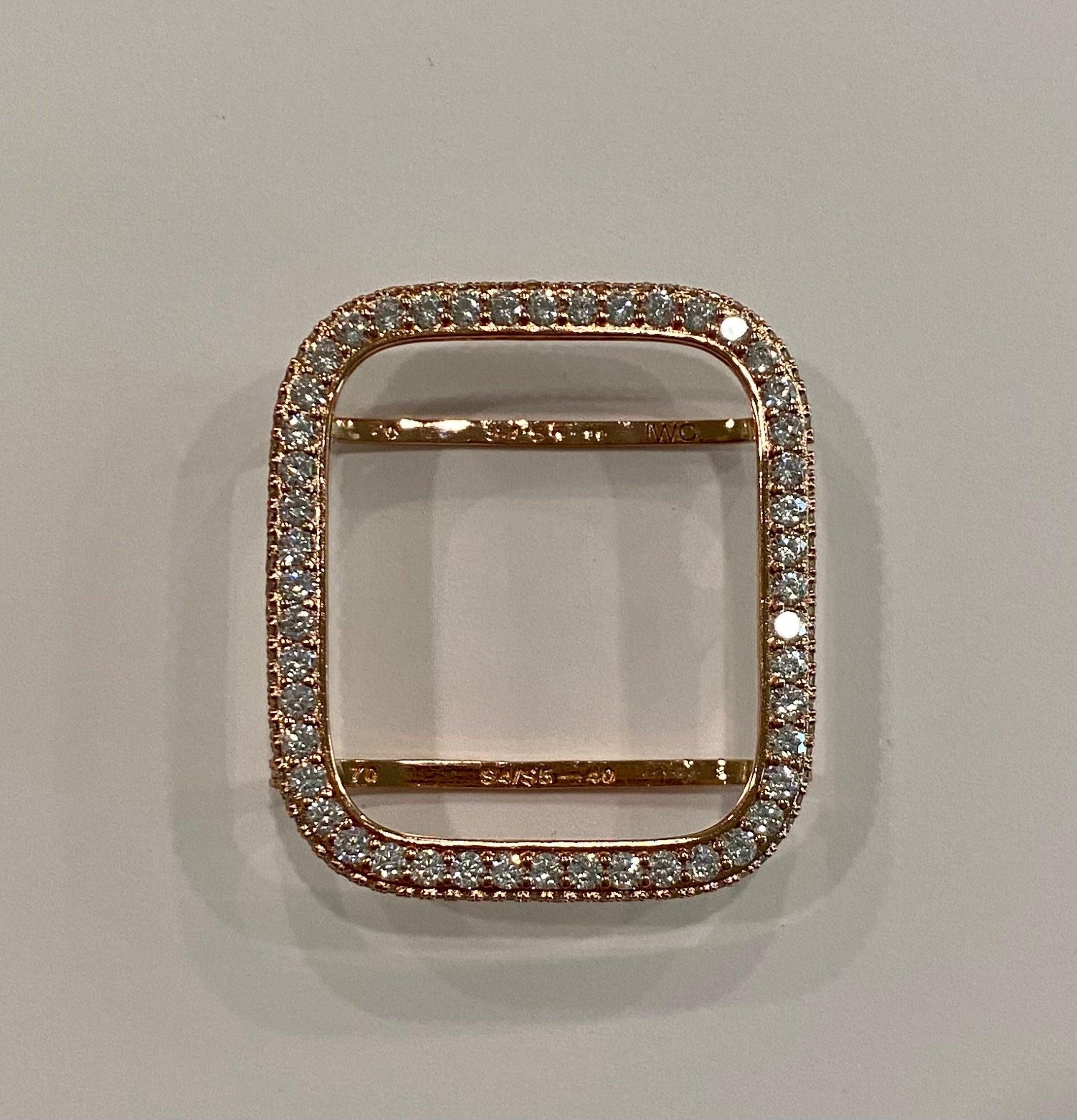 Rose Gold Designer Apple Watch Band Link Bracelet, Iphone Watch Band & or Apple Watch Case Lab Diamonds Bezel Iwatch Phone Cover Minimalist