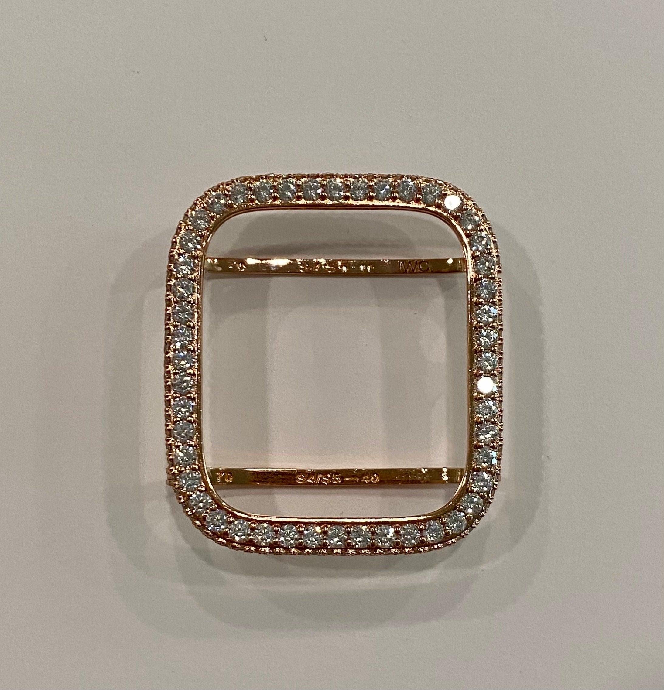 Rose Gold Designer Apple Watch Band Link Bracelet, Iphone Watch Band & or Apple Watch Case Lab Diamonds Bezel Iwatch Phone Cover Minimalist