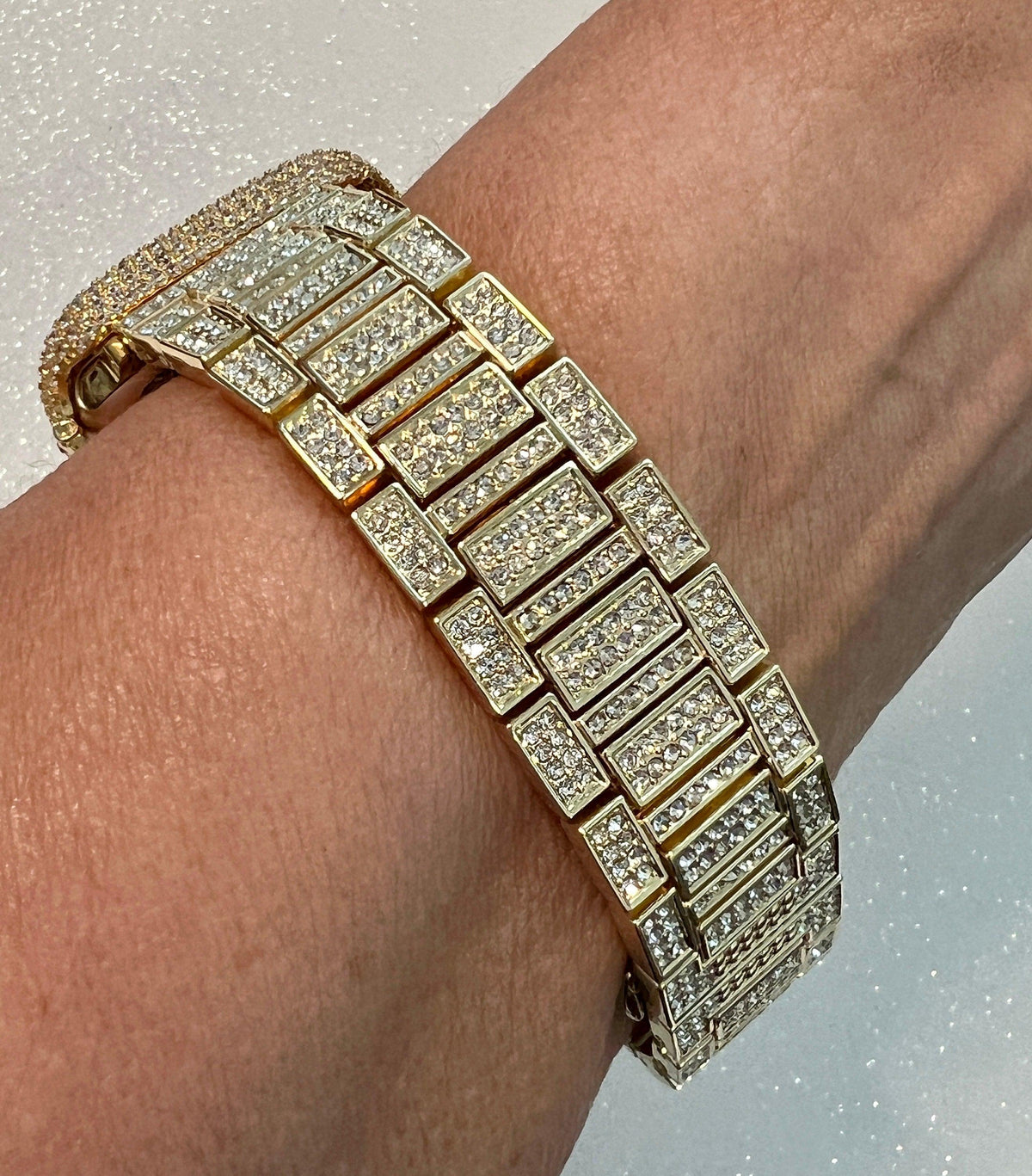 Bling Apple Watch Band Gold Crystals 38mm-49mm Ultra & or Apple Watch Cover Lab Diamond Bezel Smartwatch Bumper Case Iwatch Candy