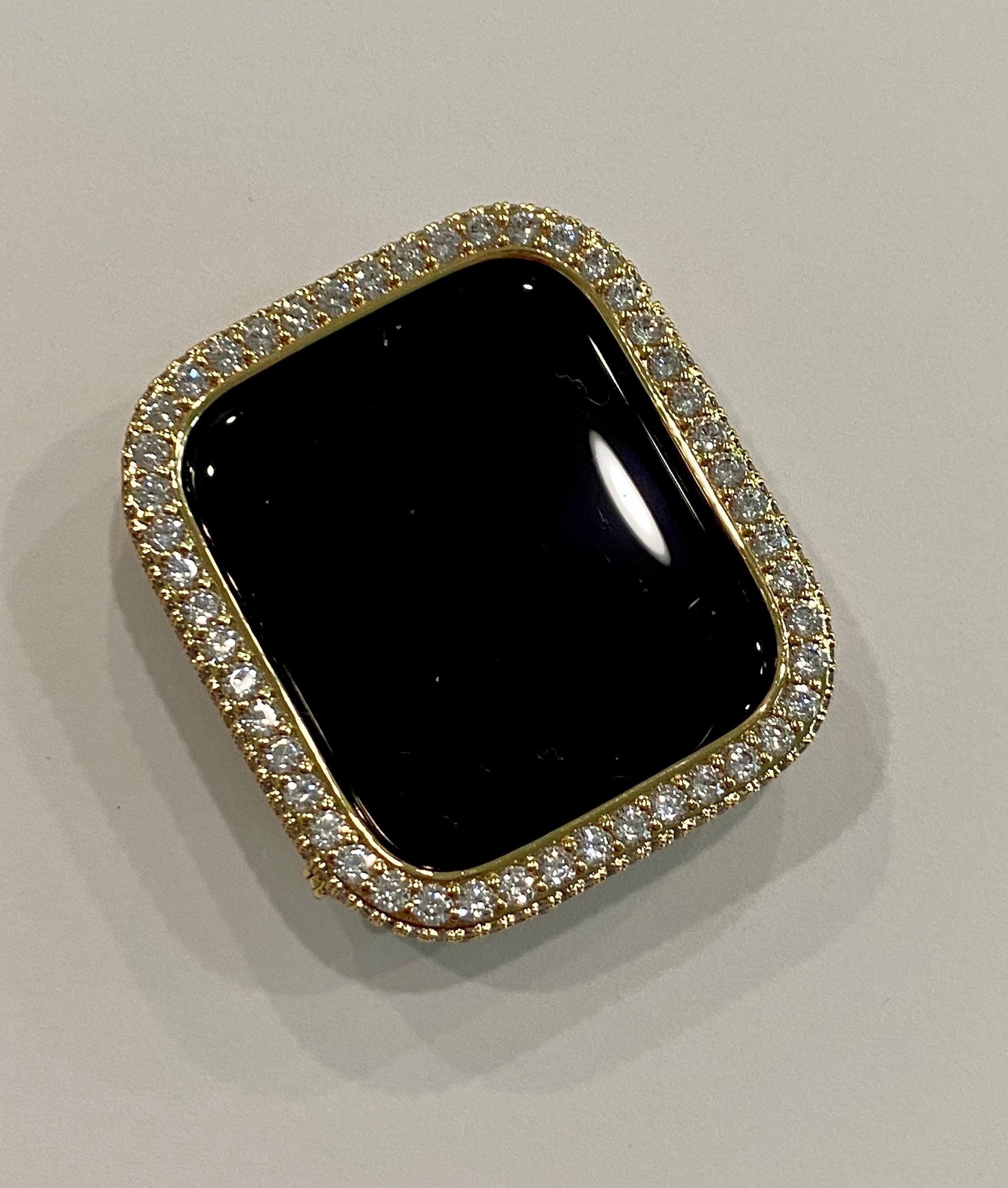 Mens Apple Watch Band Womens Gold 41mm 45mm 49mm Ultra & or Apple Watch Case Lab Diamond Bezel Iwatch Cover for Apple Watch Face 38mm-49mm