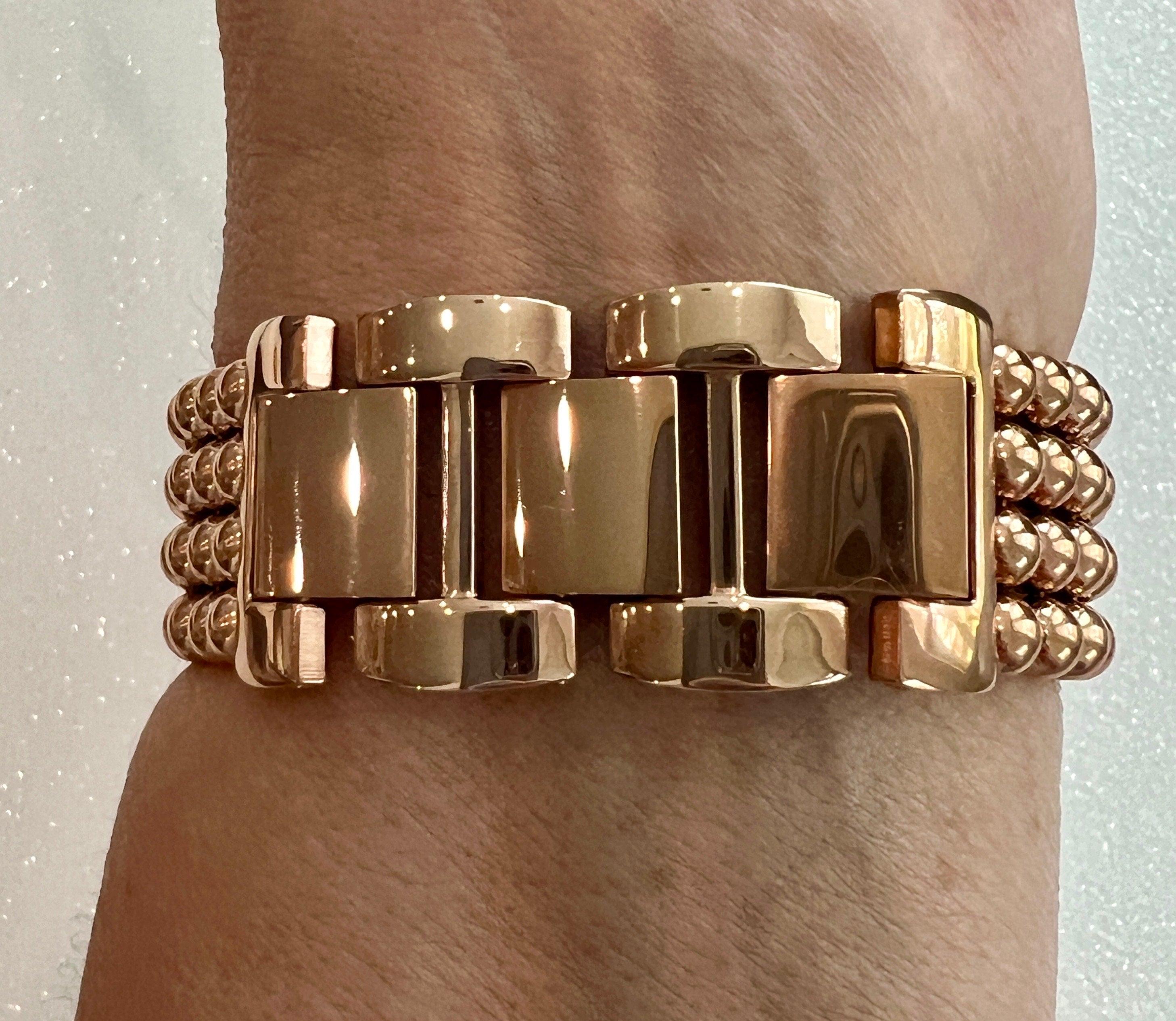 Rose Gold Apple Watch Band Women Four Row Beaded Bracelet 38mm-49mm Ultra& or Apple Watch Case Lab Diamond Bezel Cover Gift Iwatch Case