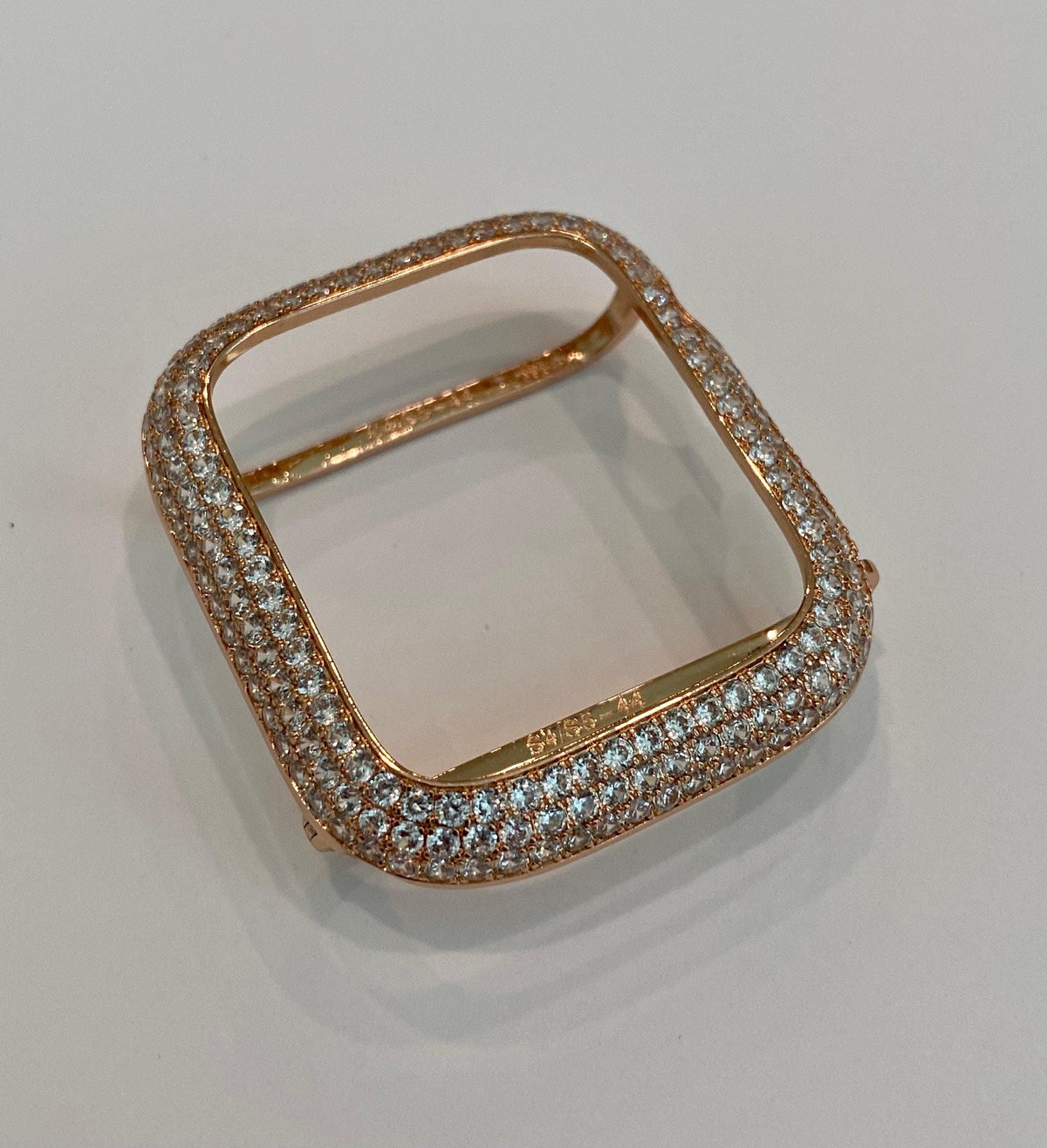 Designer Apple Watch Band Woman Rose Gold Crystal Heart Charm & or Apple Watch Case Lab Diamond Bezel 38mm-49mm Apple Watch Cover
