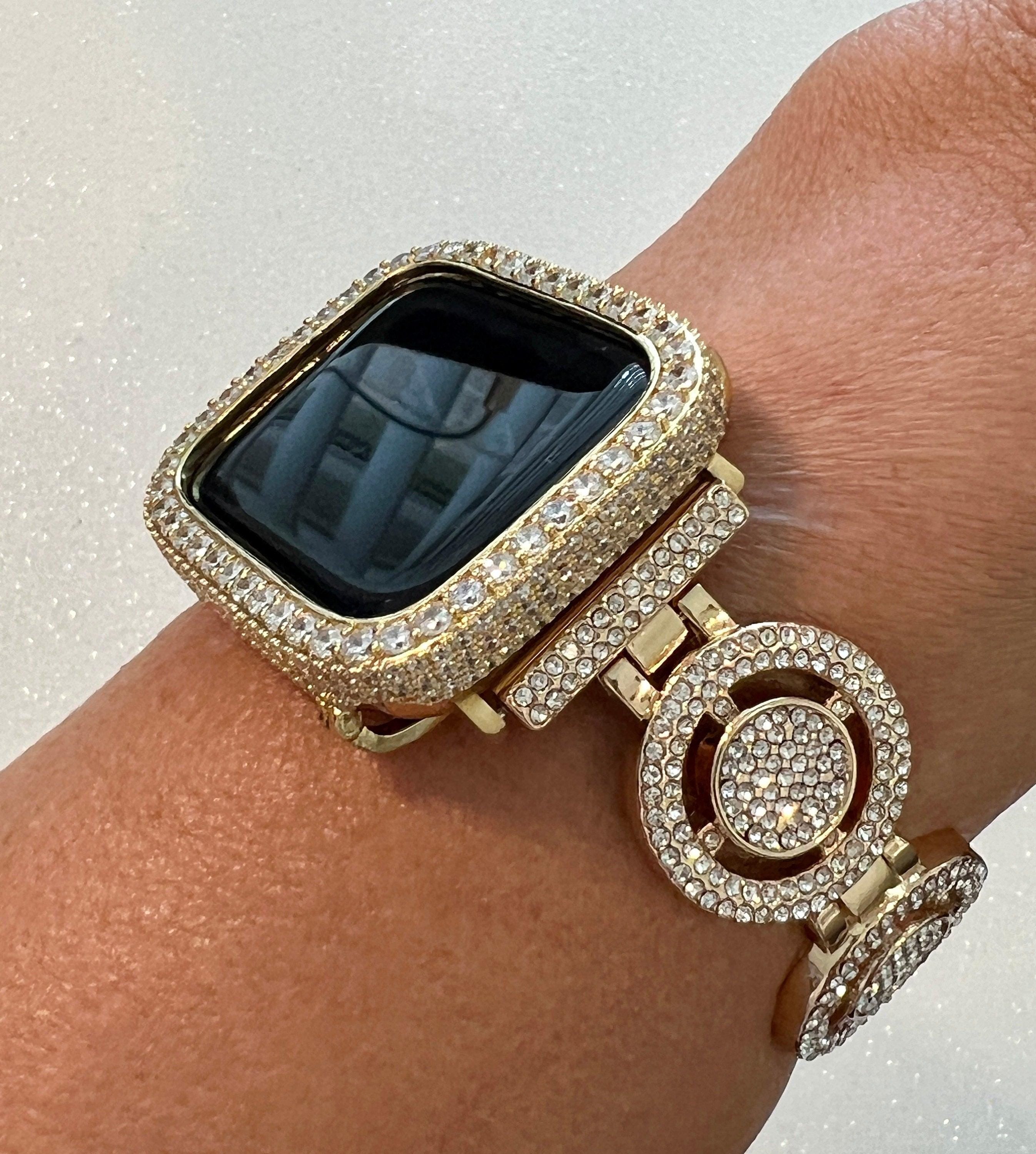Luxury Apple Watch Band from Iwatch Candy with Pave Swarovski Crystals or Apple Watch Cover with Lab Diamonds sizes 38 40 41 42 44 45 49mm Ultra Protective Bumper