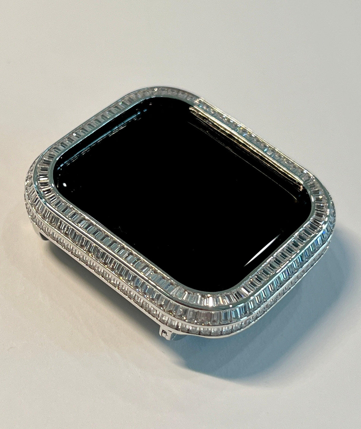 Designer Apple Watch Band Women 40mm 41mm 44mm 45mm Silver Crystal & or Apple Watch Case Lab Diamond Bezel Apple Watch Cover