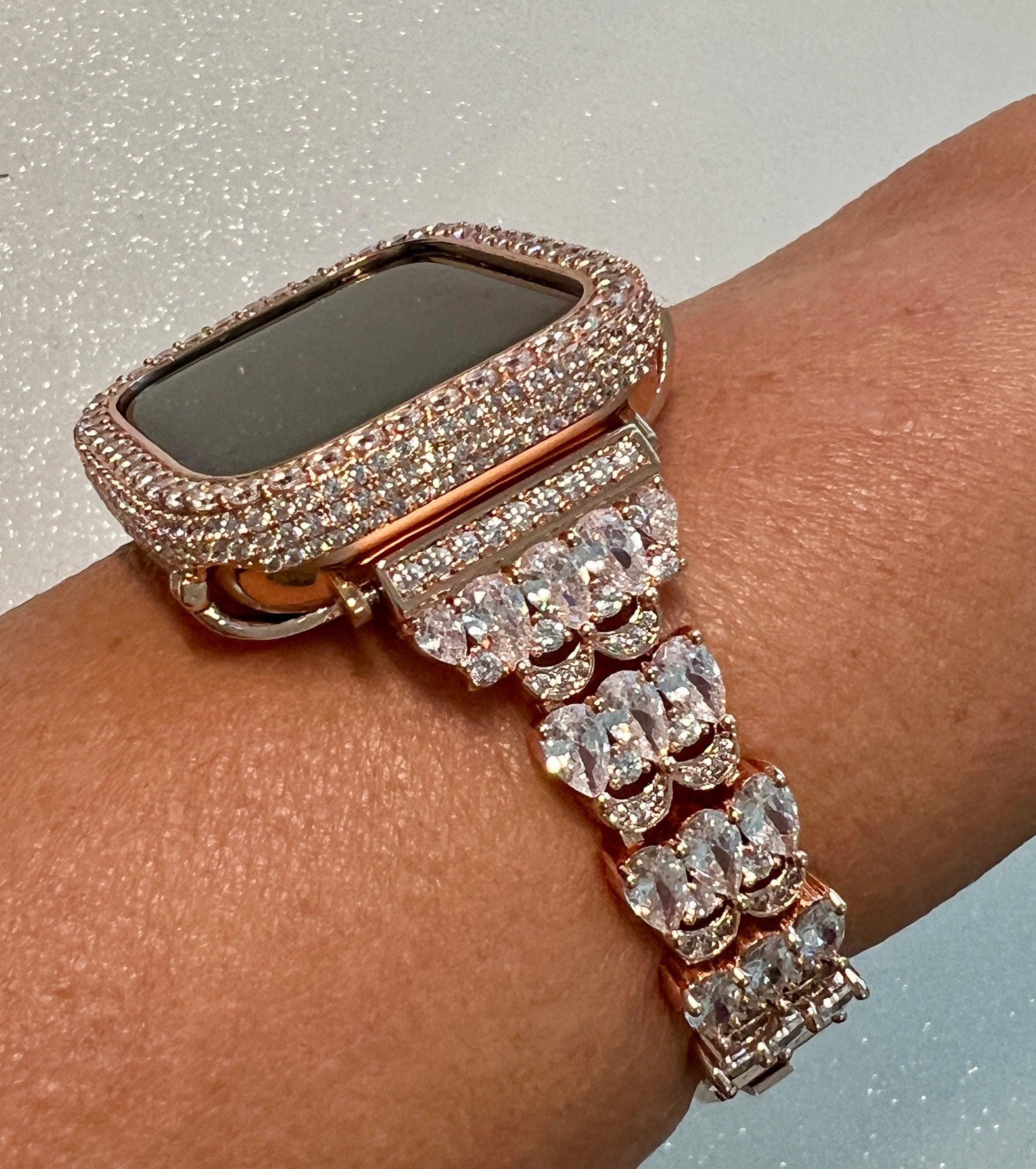 Apple Watch Band Women Rose Gold Crystals & or Apple Watch Case Lab Diamond Bezel Apple Watch Case Iwatch Candy Bling 38-49mm