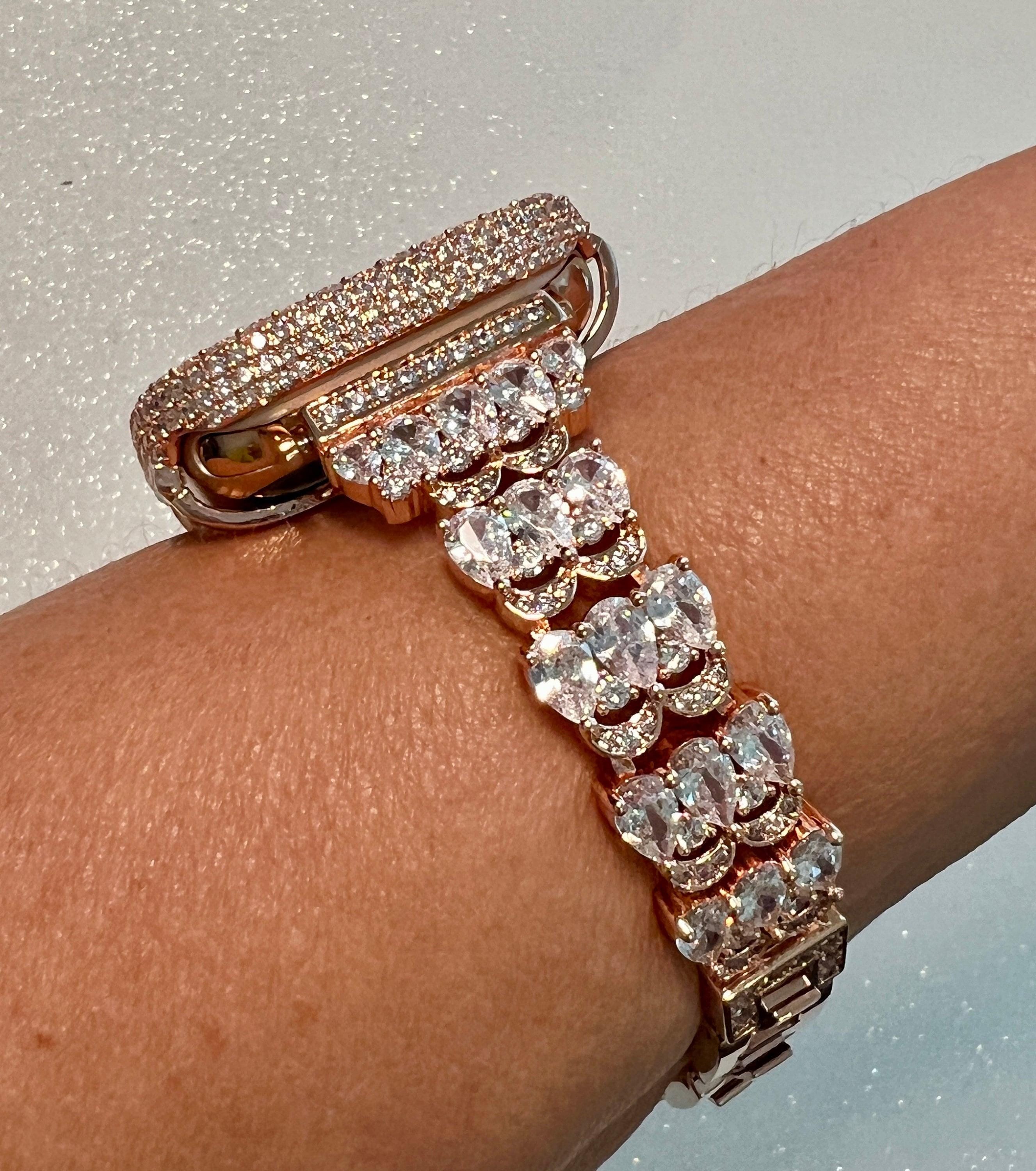 Apple Watch Band Women Rose Gold Crystals & or Apple Watch Case Lab Diamond Bezel Apple Watch Case Iwatch Candy Bling 38-49mm