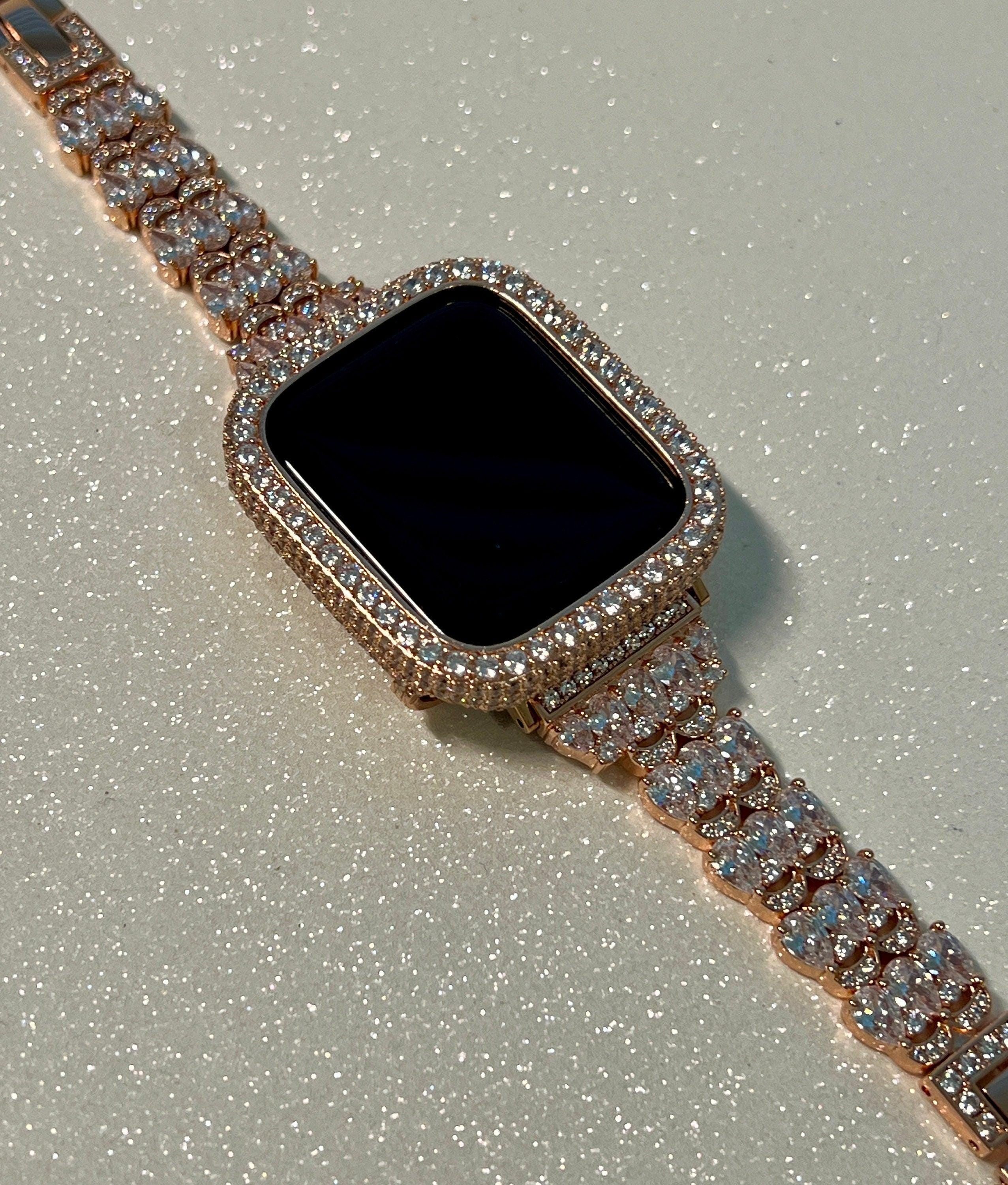 Apple Watch Band Women Rose Gold Crystals & or Apple Watch Case Lab Diamond Bezel Apple Watch Case Iwatch Candy Bling 38-49mm