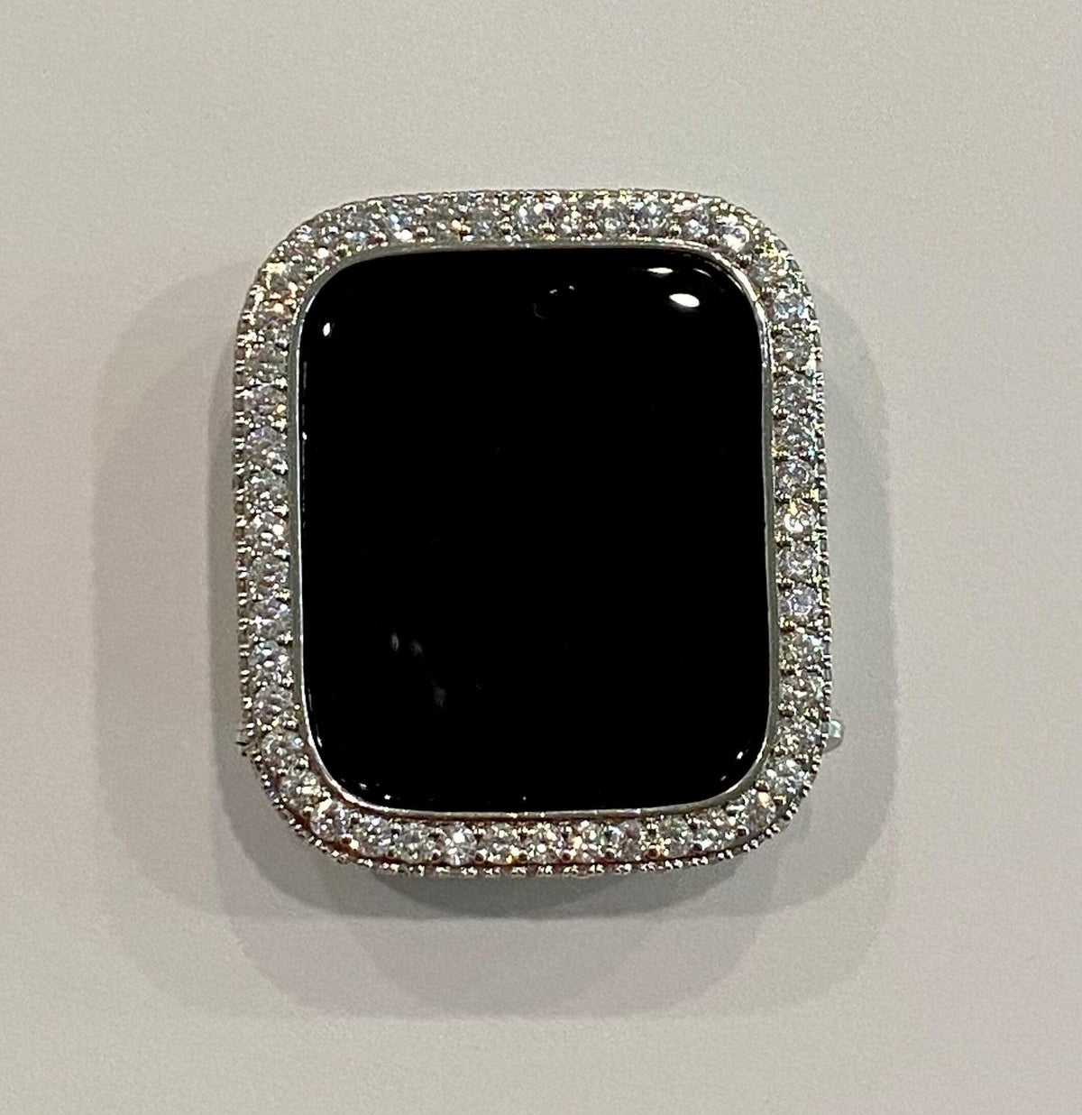 Designer Silver Apple Watch Band Women Crystal Bracelet & or Apple Watch Cover Lab Diamond Bezel Case 38 40 41 42 44 45 49mm Ultra
