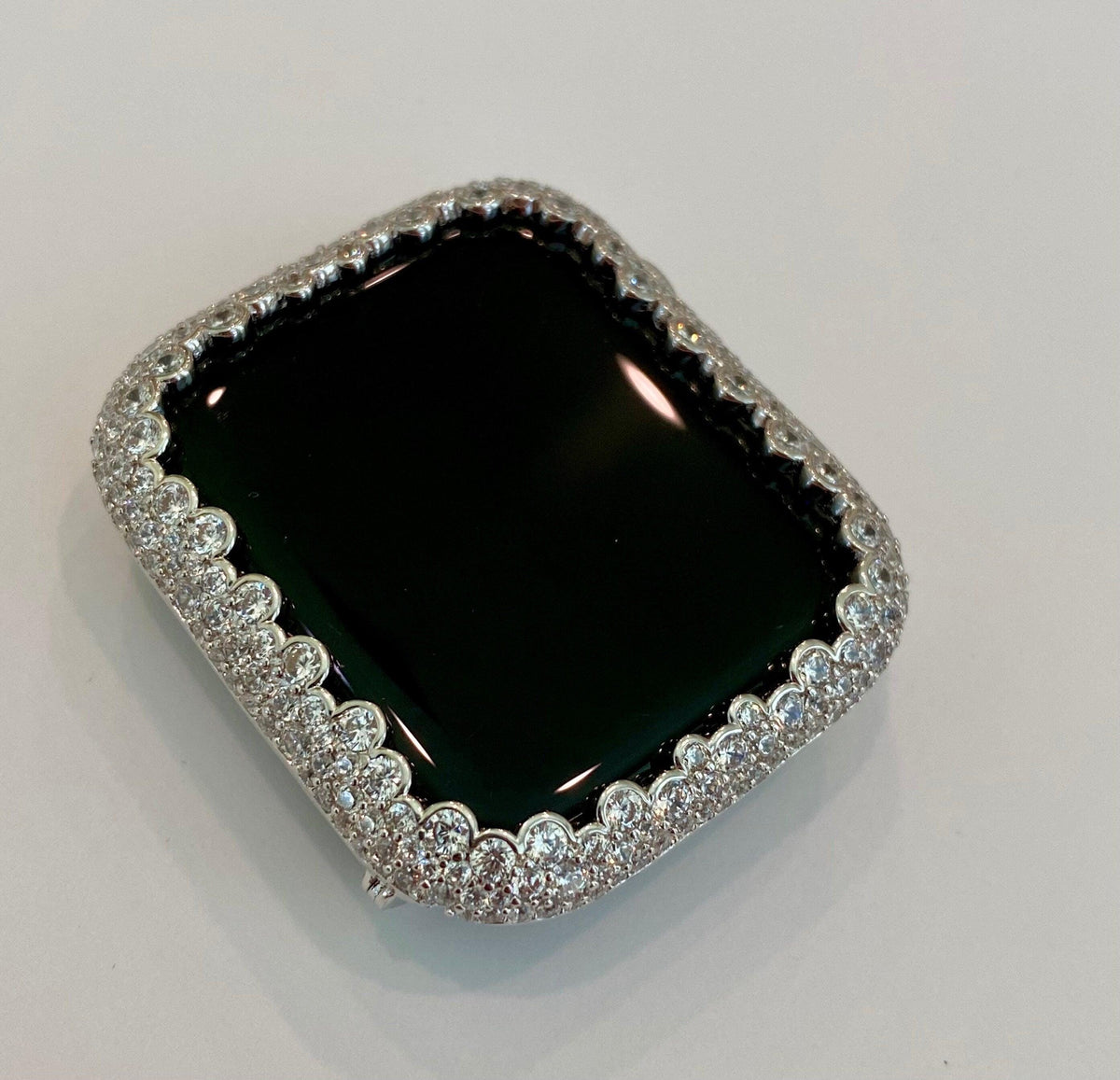 Iced Designer Apple Watch Band Womens Silver Bracelet & or Apple Watch Case Lab Diamond Bezel Iphone Watch Cover Iwatch Candy Bling