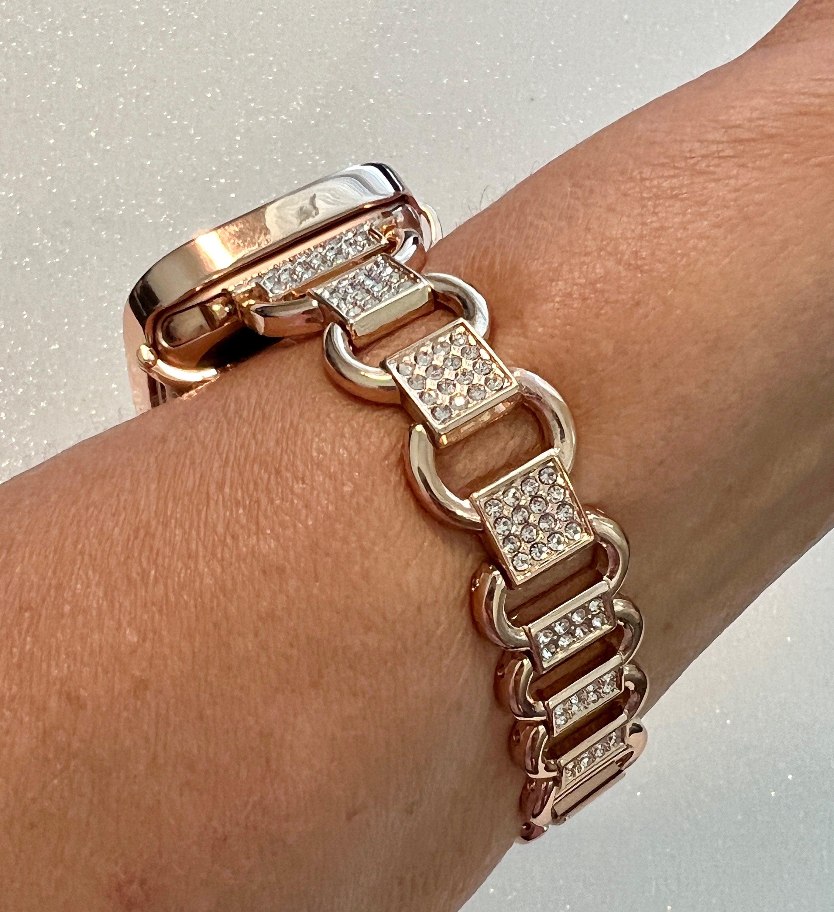 Gold Apple Watch Band Bracelet for Iphone Watch Swarovski Crystals & or Apple Watch Case Lab Diamond Baguettes 38mm-49mm Ultra Iwatch Candy