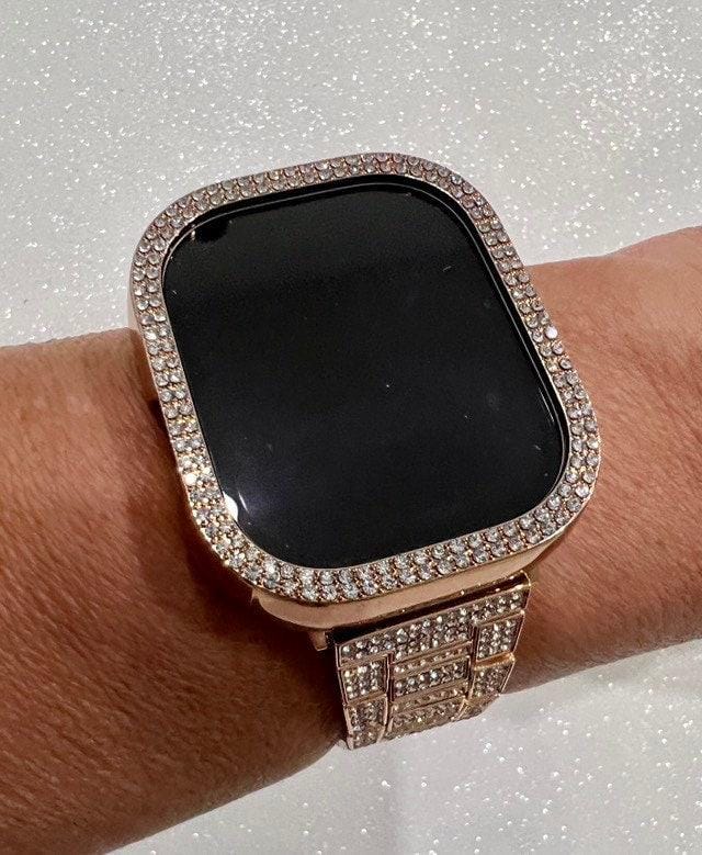 49mm Ultra Apple Watch Band Rose Gold Pave Crystal Band 41mm 45mm & or Crystal Iphone Cover, Apple Watch Case Bling