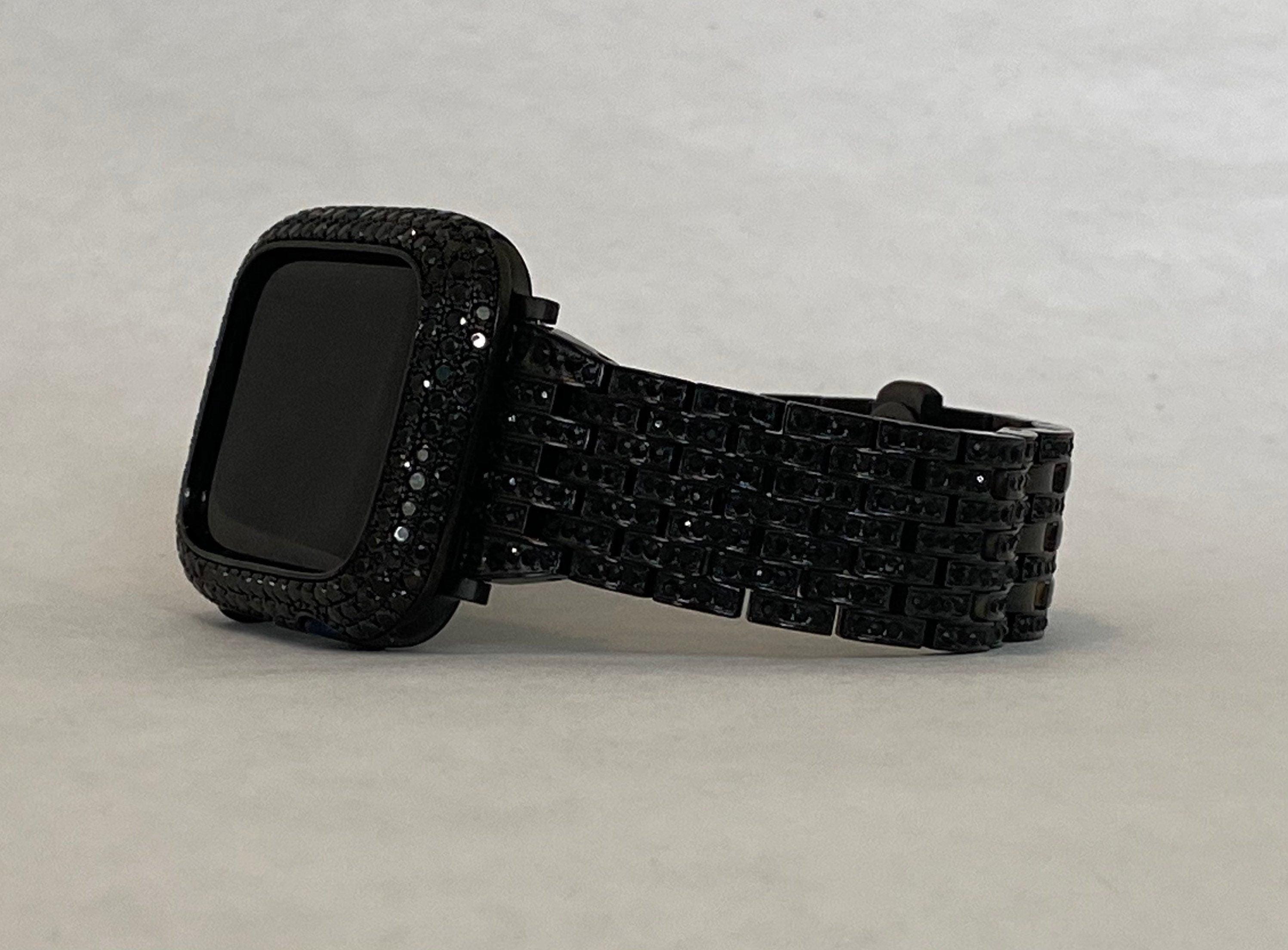 Apple Watch Band Black on Black Swarovski Crystals & or Apple Watch Case Lab Diamond Bezel 38mm-49mm Ultra Apple Watch Cover Iwatch Candy