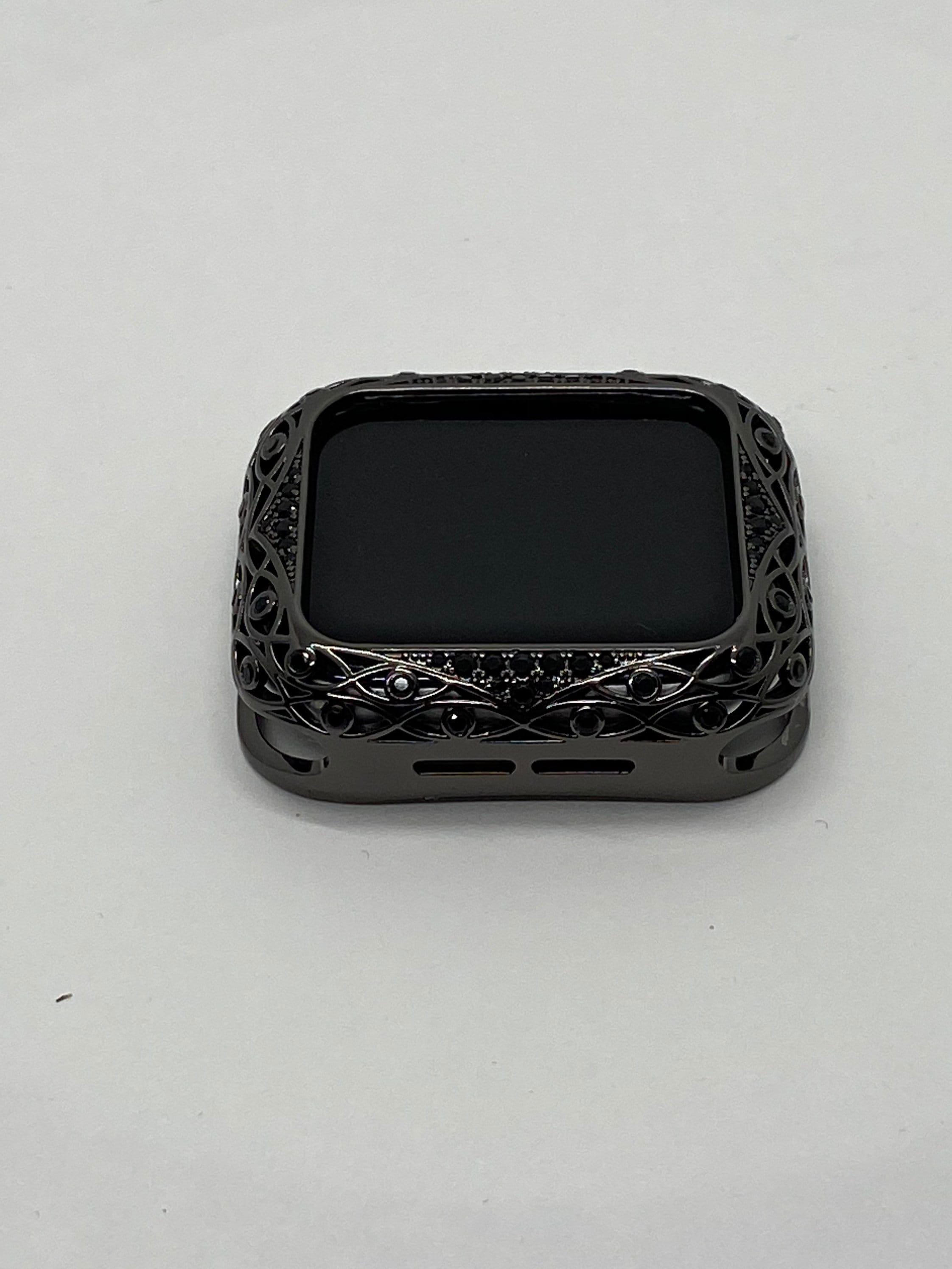 Apple Watch Bezel Cover Black on Black Smartwatch Bumper Crystals 38mm 40mm 41mm 42mm 44mm 45mm Iwatch Candy Bling