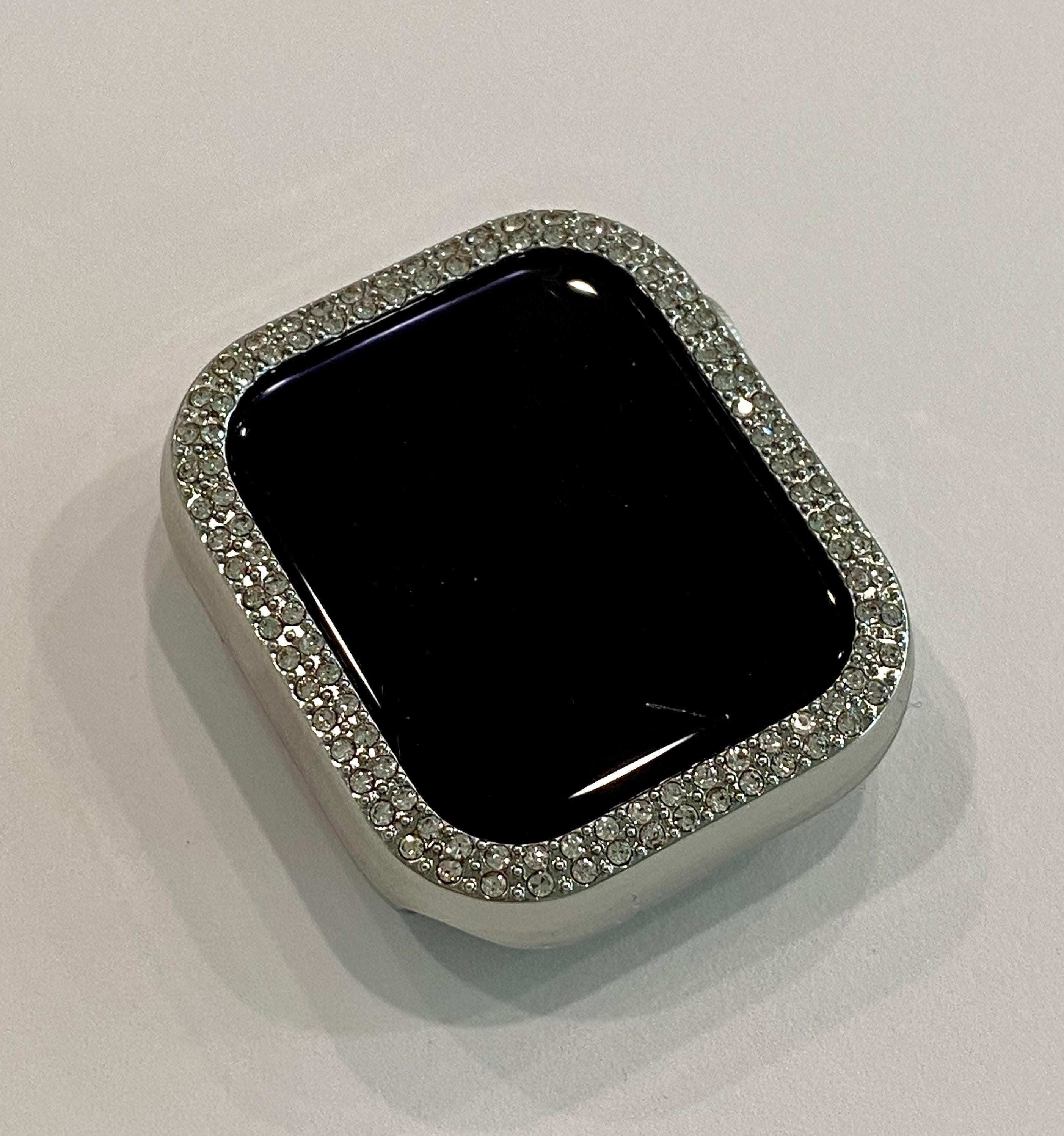 Ultra 49mm Silver Apple Watch Cover with
Swarovski Crystal in a protective Bumper Case 38mm-45mm Smartwatch Iwatch Candy