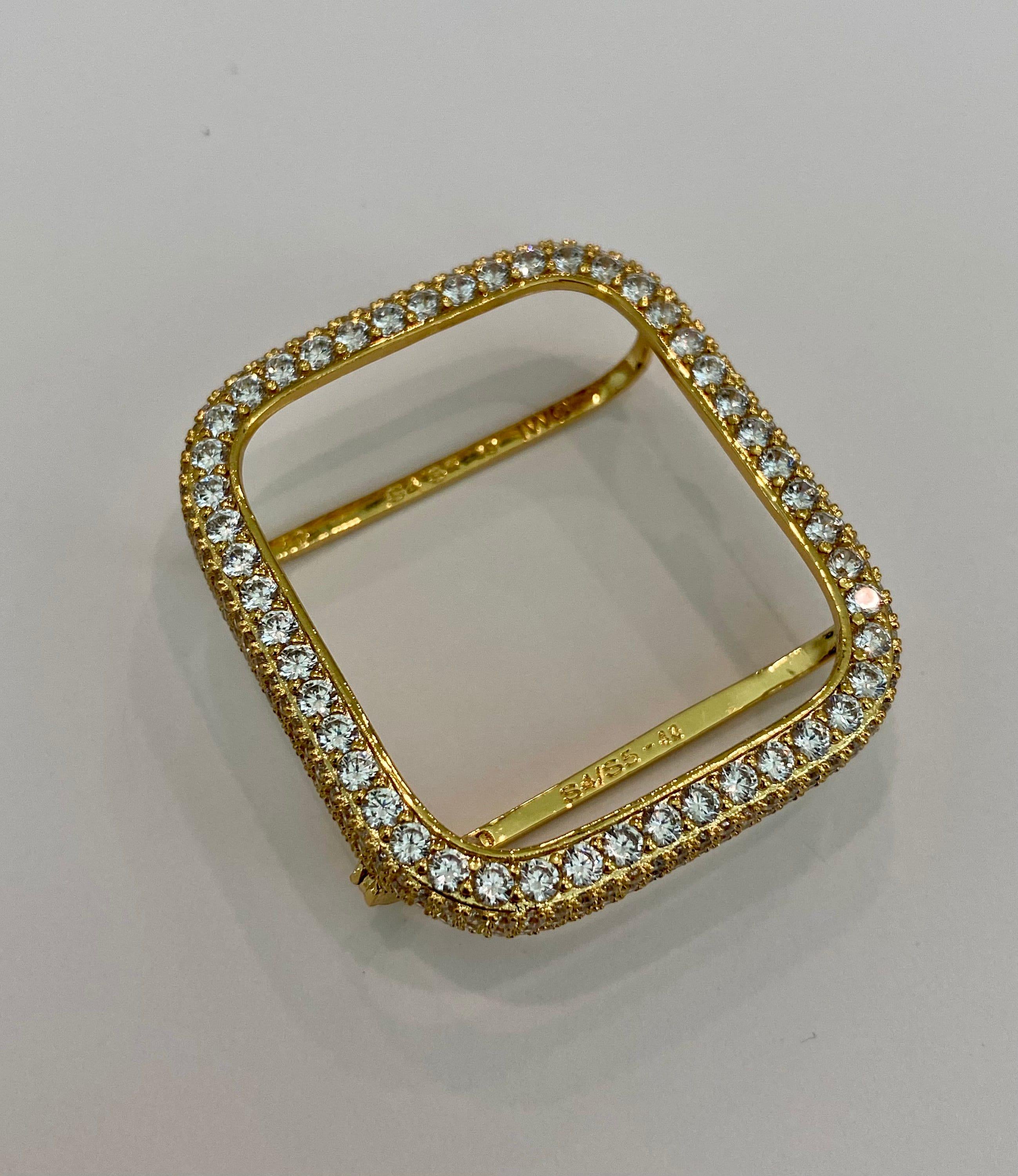 Apple Watch Cover Gold Lab Diamond Bezel Apple Watch Case 38m-49mm Ultra Smartwatch Bumper Iwatch Candy Bling Series 2-9