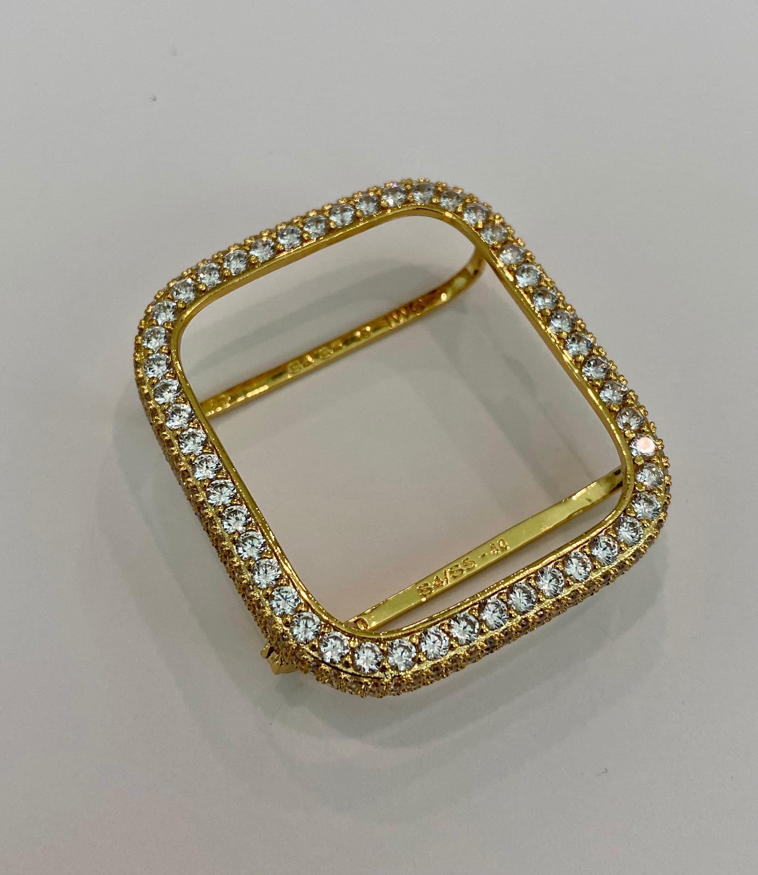 Apple Watch Cover Gold Lab Diamond Bezel Apple Watch Case 38m-49mm Ultra Smartwatch Bumper Iwatch Candy Bling Series 2-9