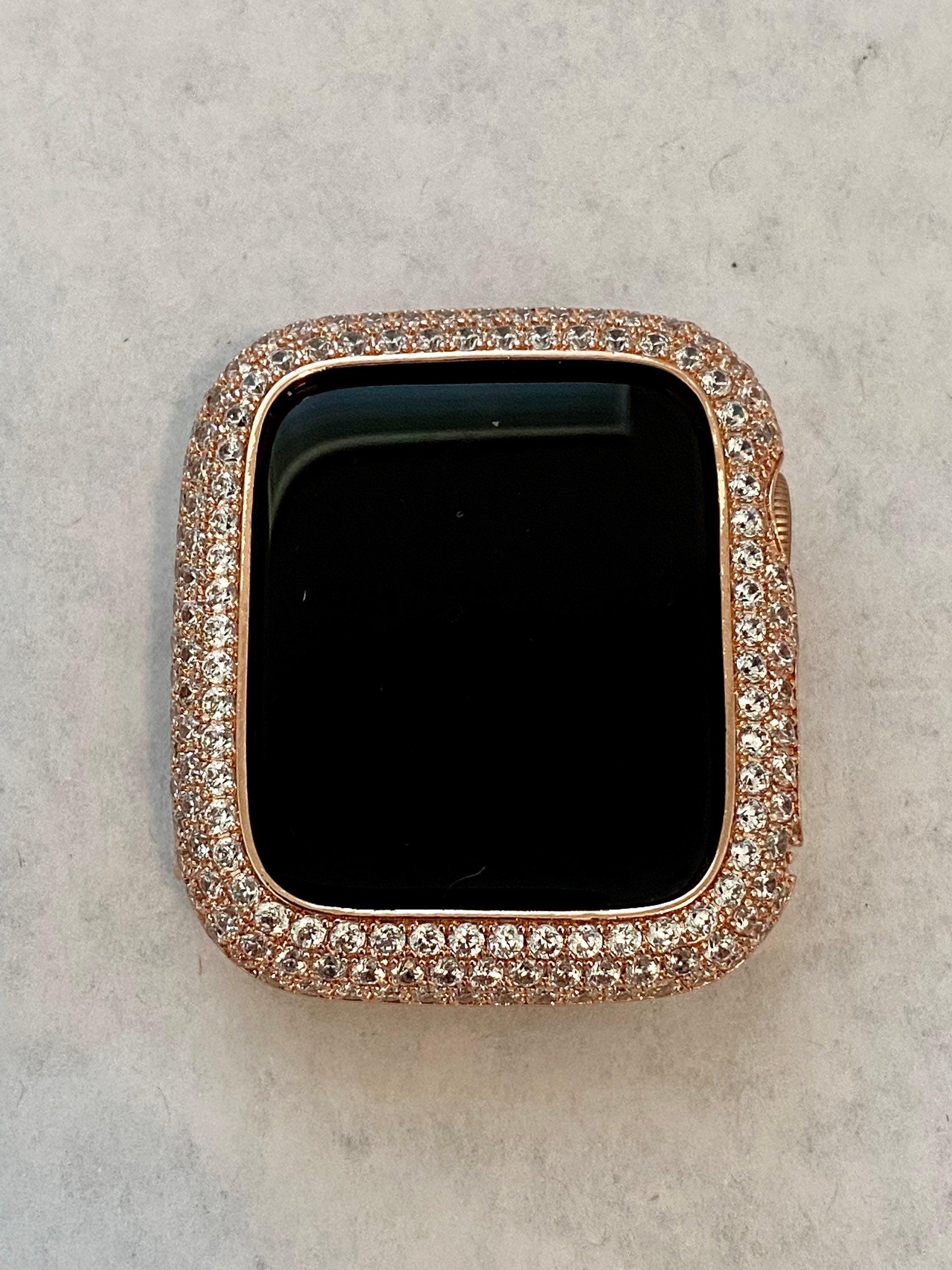 Designer Apple Watch Band Women 41mm 45mm 49mm Ultra Rose Gold Swarovski Crystal & or Lab Diamond Bezel Apple Watch Cover Smartwatch Bumper