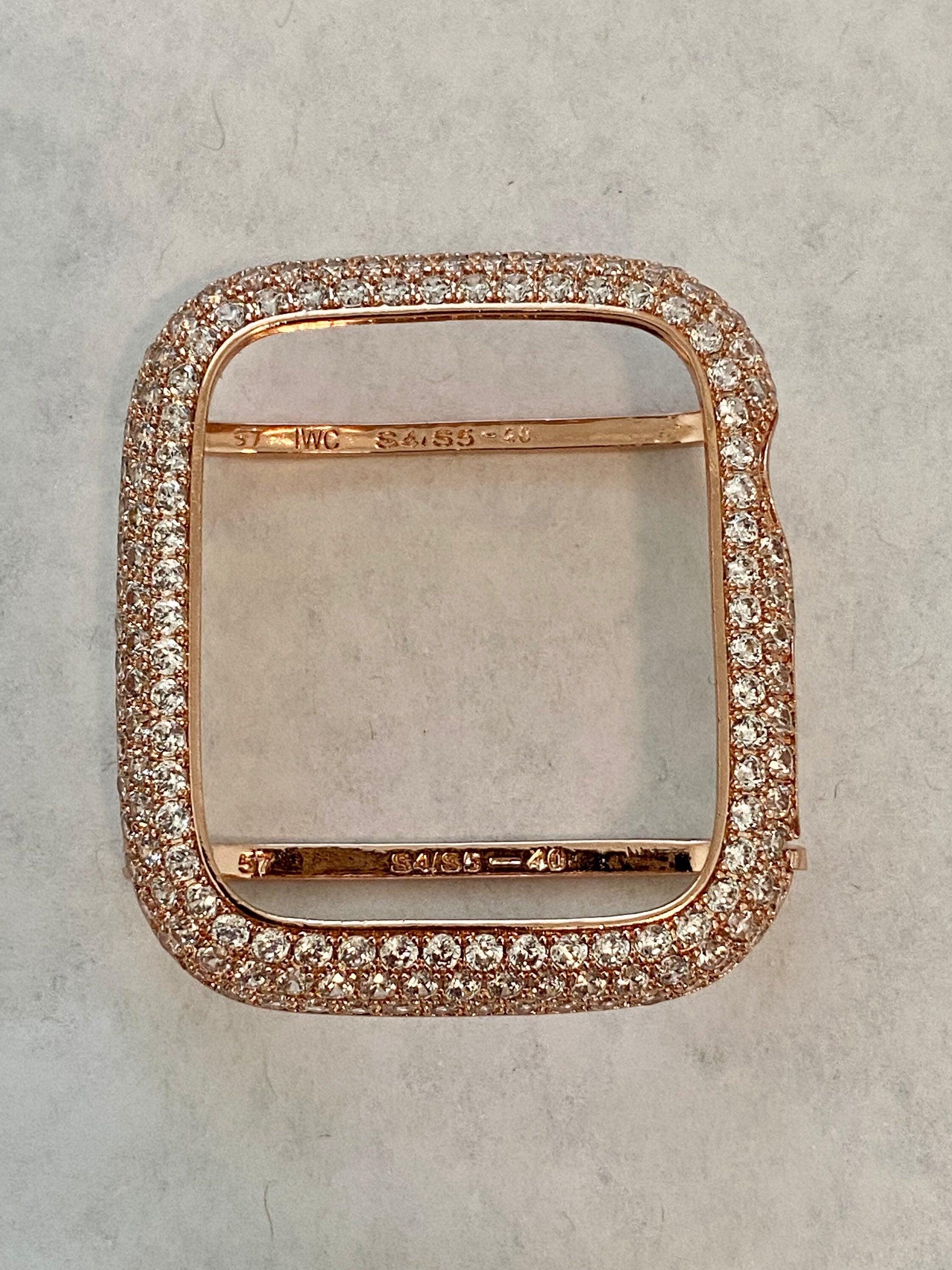 Designer Apple Watch Band Women 41mm 45mm 49mm Ultra Rose Gold Swarovski Crystal & or Lab Diamond Bezel Apple Watch Cover Smartwatch Bumper