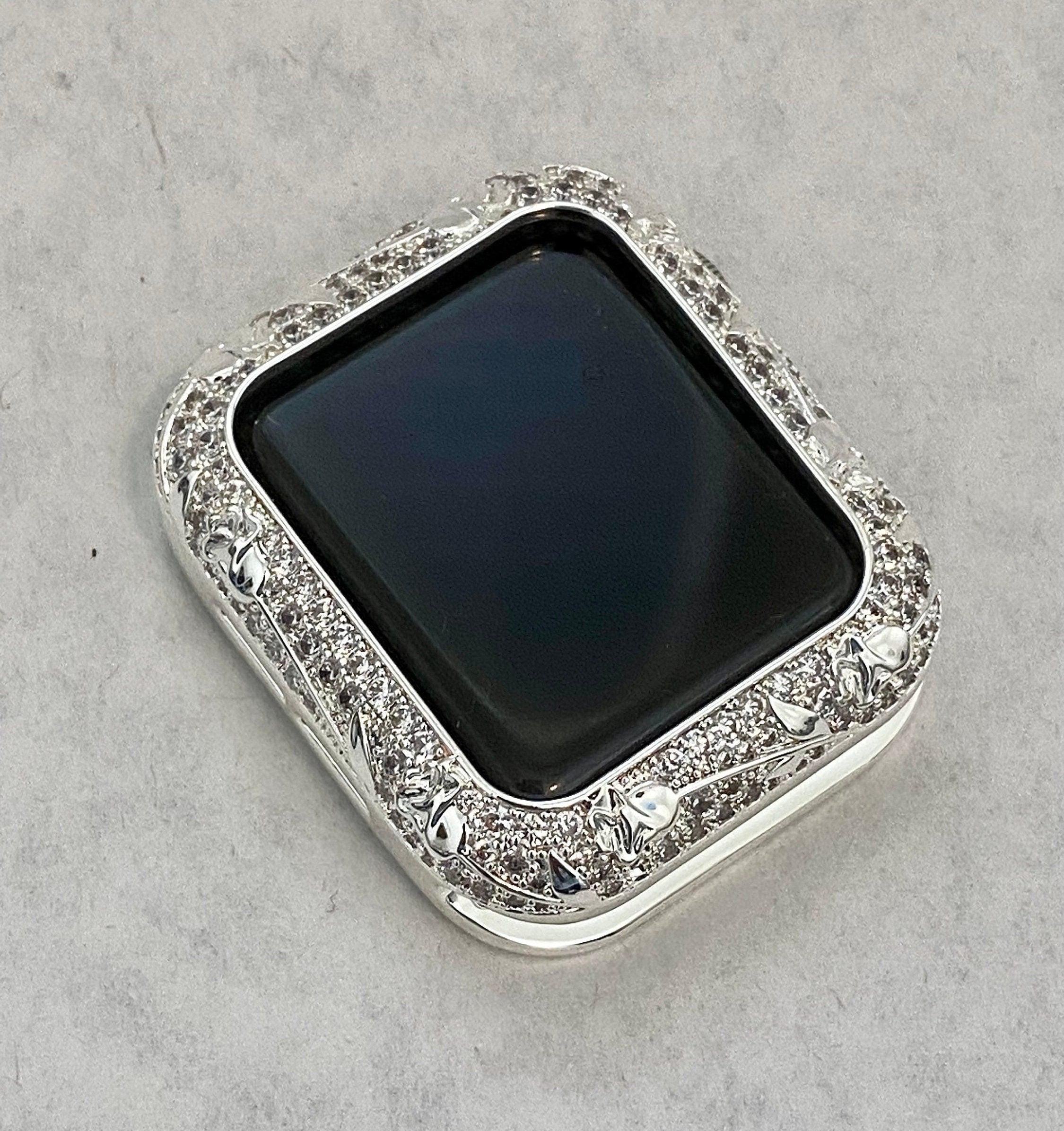 Apple Watch Bezel Cover Silver Cover Floral Design Swarovski Crystal Smartwatch Bumper 38mm 40mm 41mm 42mm 44mm 45mm Series 2-8 SE Iwatch Candy