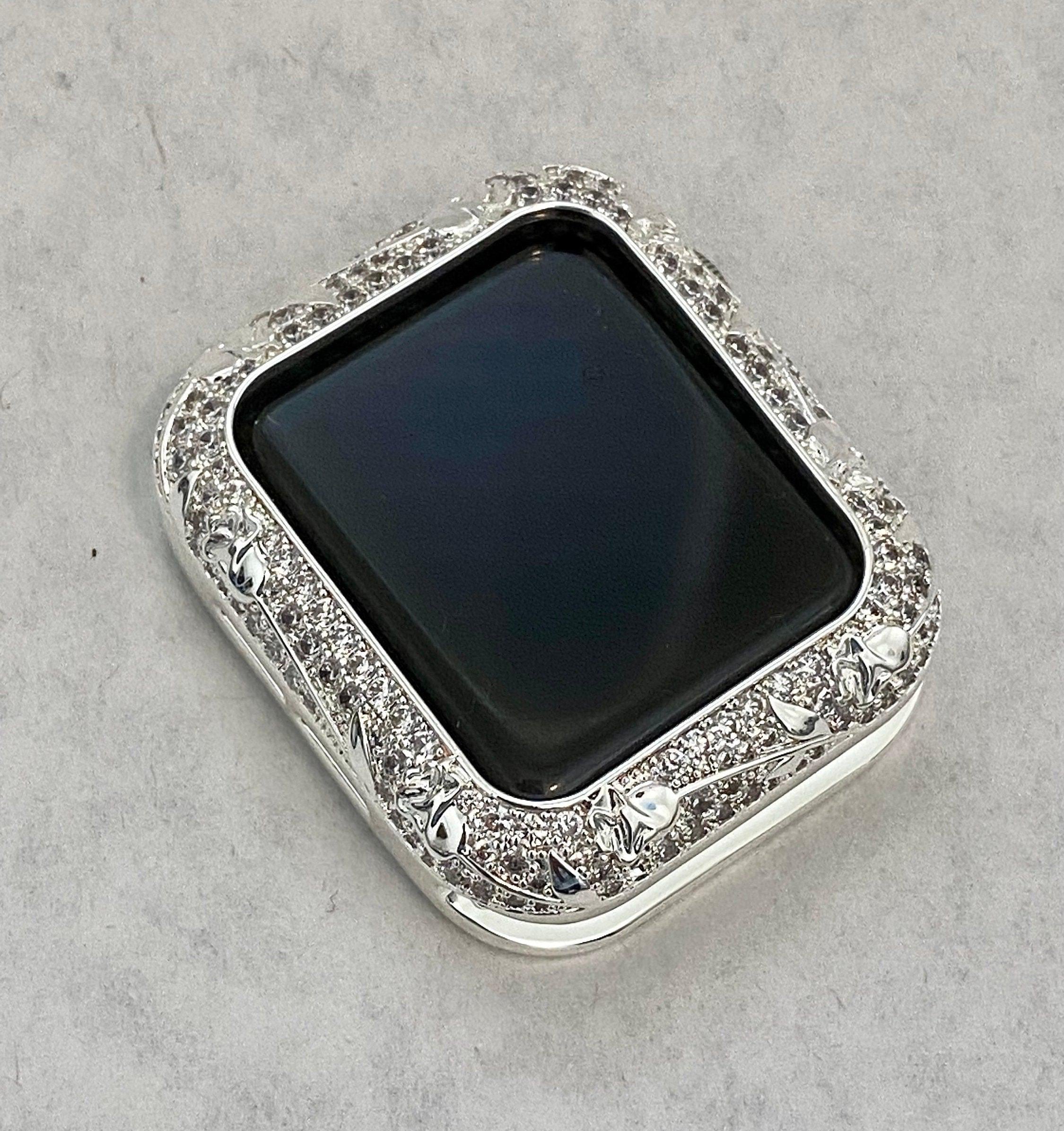 Apple Watch Bezel Cover Silver Cover Floral Design Swarovski Crystal Smartwatch Bumper 38mm 40mm 41mm 42mm 44mm 45mm Series 2-8 SE Iwatch Candy