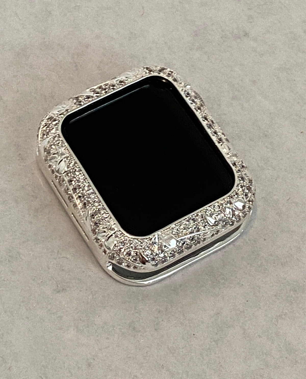 Bling Designer Apple Watch Bezel Cover Silver Cover Floral Design Swarovski Crystal Smartwatch Bumper 38mm 40mm 41mm 42mm 44mm 45mm Series 2-8 SE