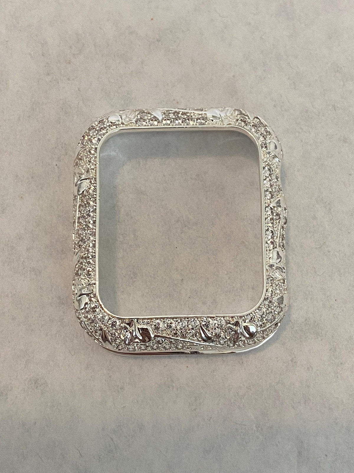 Apple Watch Bezel Cover Silver Cover Floral Design Crystal Smartwatch Bumper 38mm 40mm 41mm 42mm 44mm 45mm Series 2-9 SE