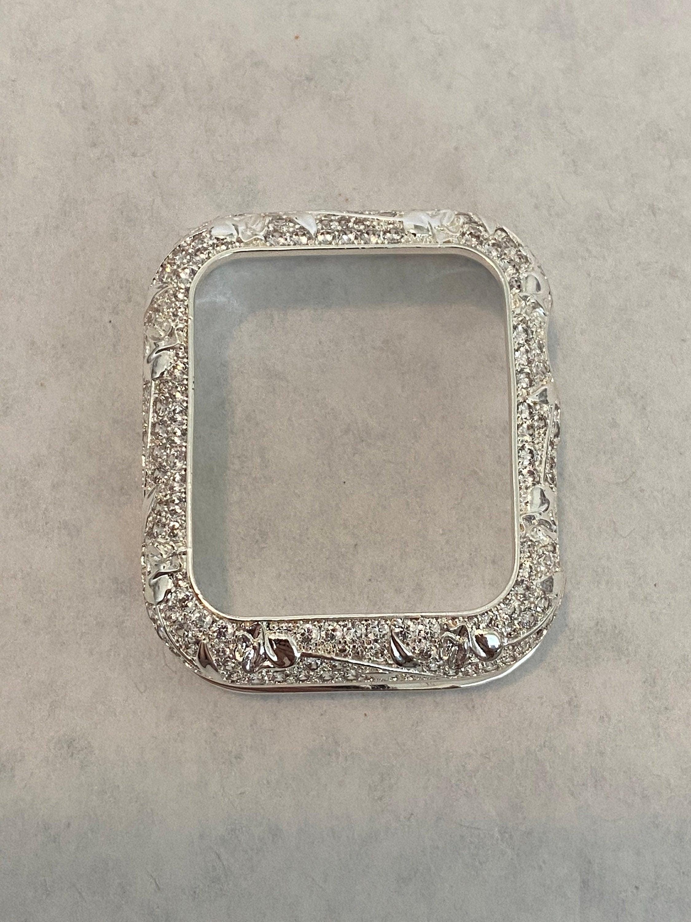 Apple Watch Bezel Cover Silver Cover Floral Design Crystal Smartwatch Bumper 38mm 40mm 41mm 42mm 44mm 45mm Series 2-9 SE