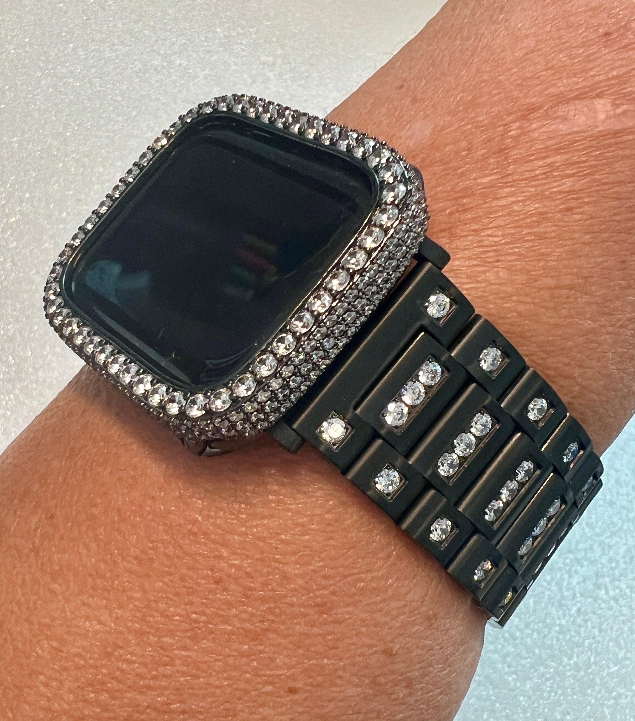 Apple Watch Band Black Swarovski Crystal Stainless Steel & or Apple Watch Cover Lab Diamond Bezel Apple Watch Case Iwatch Candy Bling 38-49