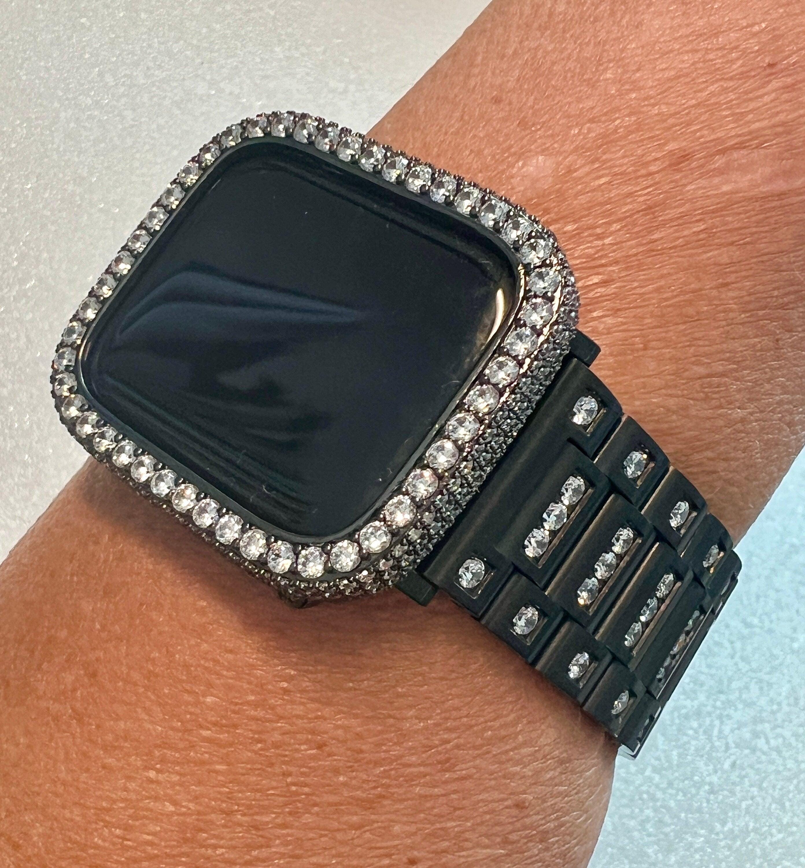 Apple Watch Band Black Swarovski Crystal Stainless Steel & or Apple Watch Cover Lab Diamond Bezel Apple Watch Case Iwatch Candy Bling 38-49