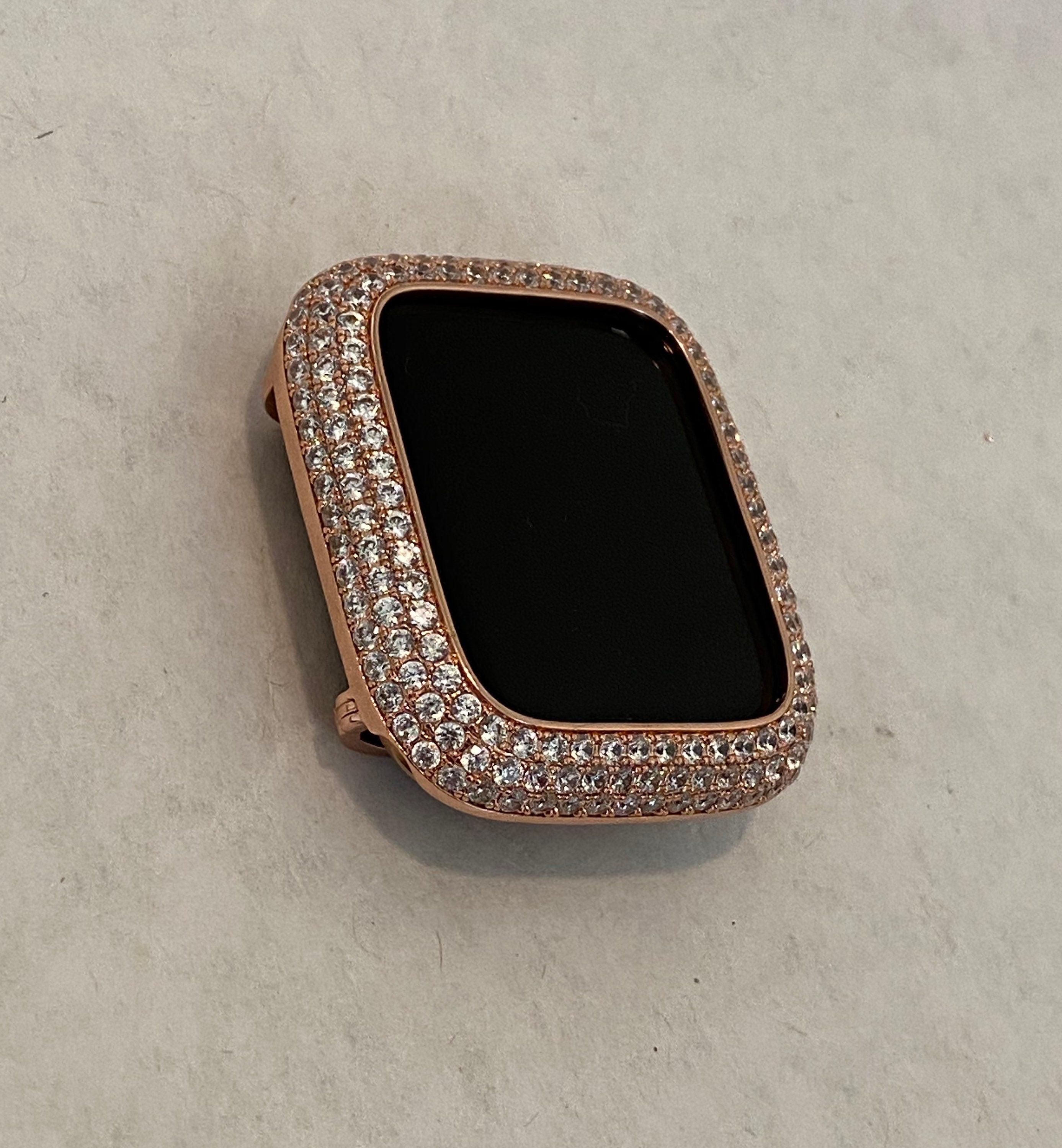 Rose Gold Apple Watch Band Womens Swarovski Crystal Iphone Watch Bracelet & or Apple Watch Case Lab Diamond Bezel Cover 38mm-49mm Ultra