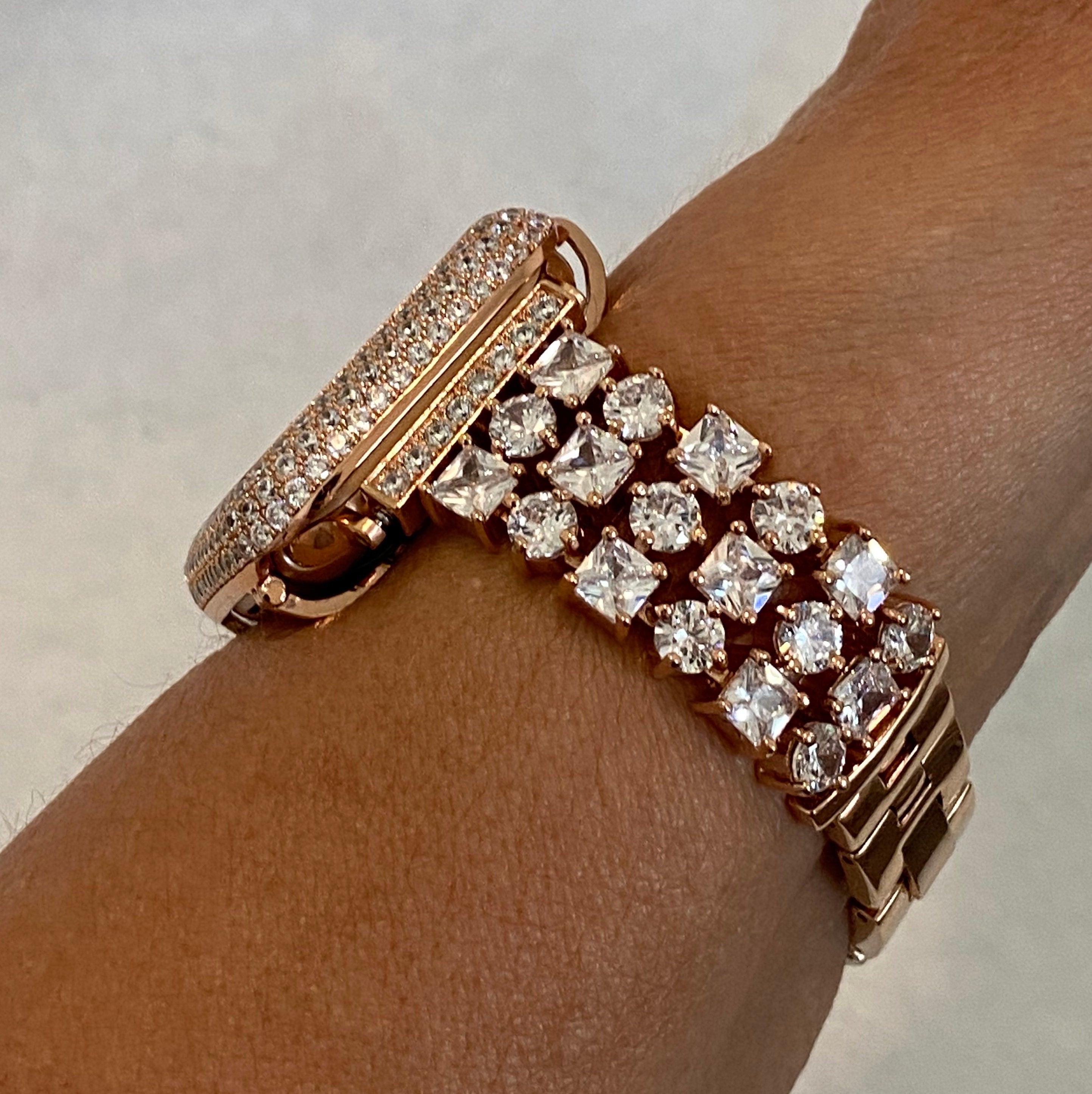 41mm 45mm 49mm Ultra Apple Watch Band Rose Gold Crystals & or Lab Diamond Bezel Cover Smartwatch Bumper Bling 38mm-44mm