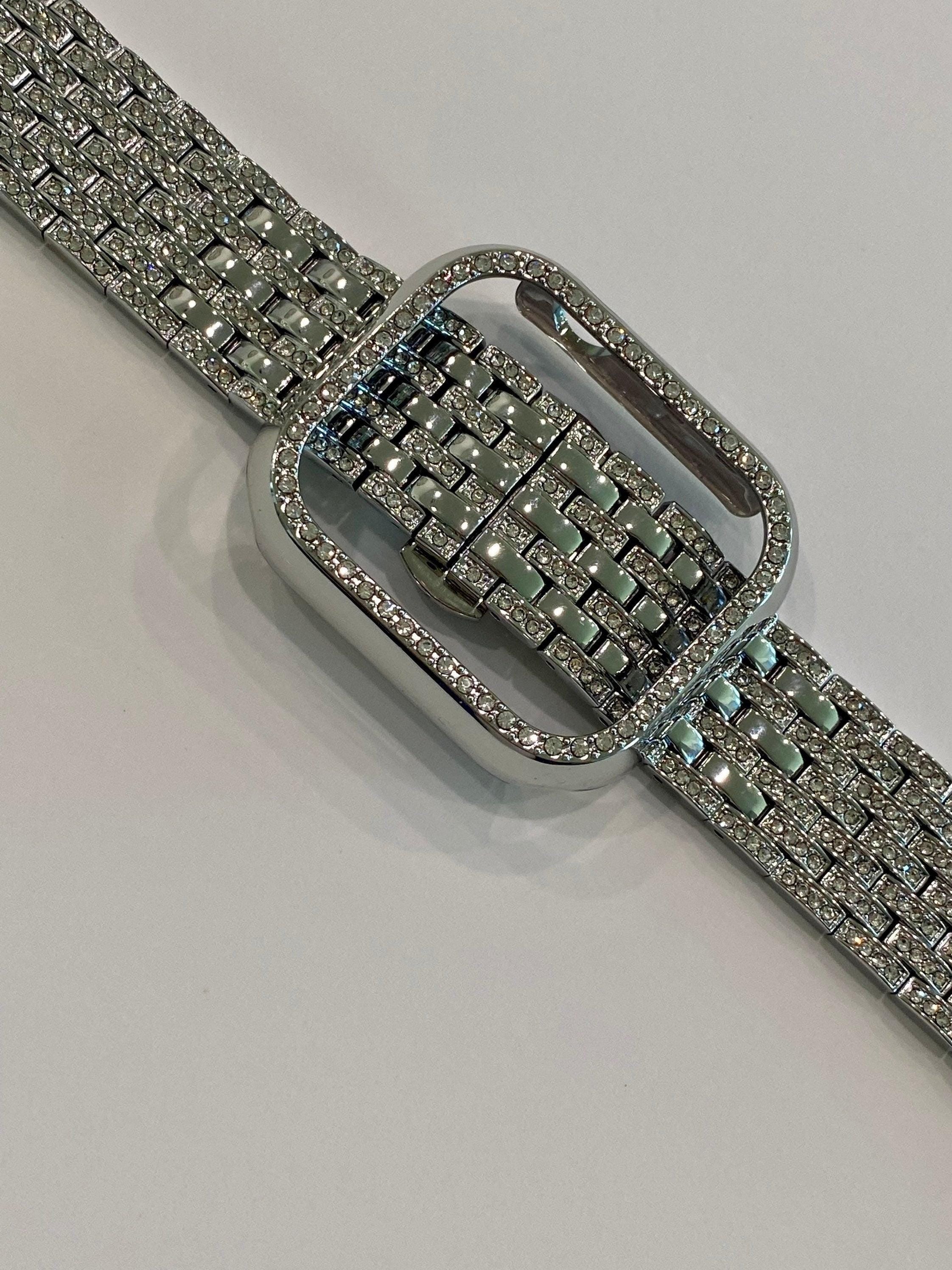 41mm 45mm 49mm Apple Watch Band Series 7-8 Ultra Silver Swarovski Crystals & or Apple Watch Case Bling for Iphone Watch Iwatch Candy