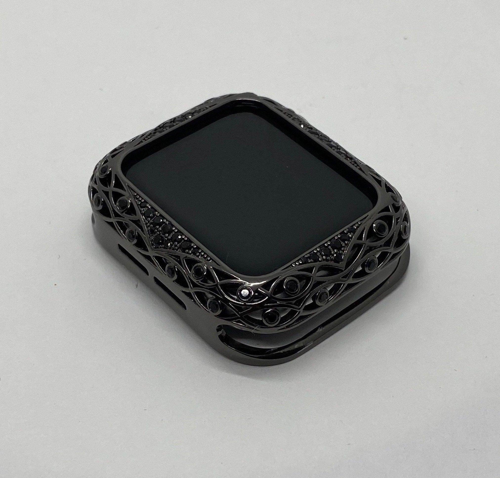 Designer Black on Black Apple Watch Bezel Cover Swarovski Crystal Rhinestones 38mm 40mm 41mm 42mm 44mm 45mm Series 2-8 SE from Iwatch Candy